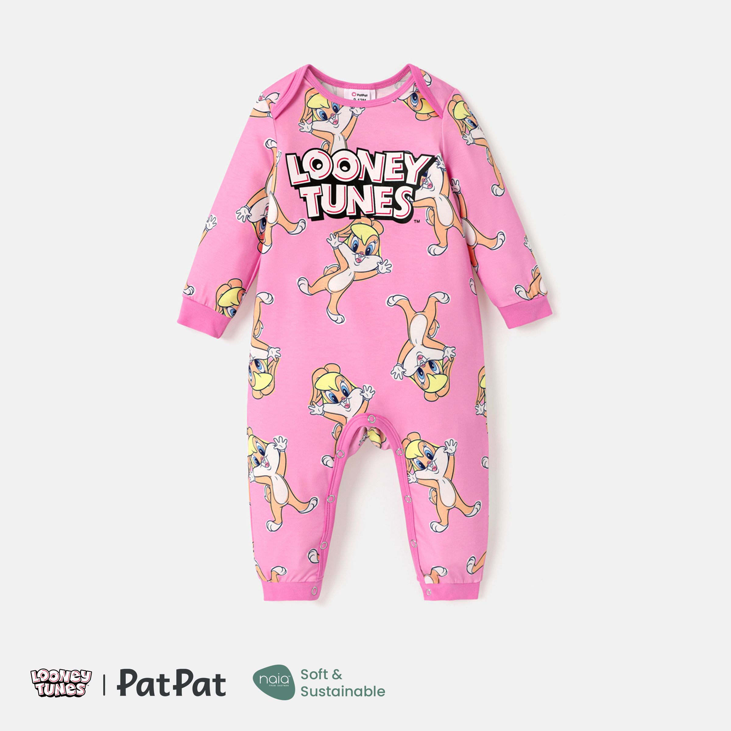 Looney Tunes Baby Girl/Boy Naiaâ¢ Character & Letter Print Long-sleeve Jumpsuit