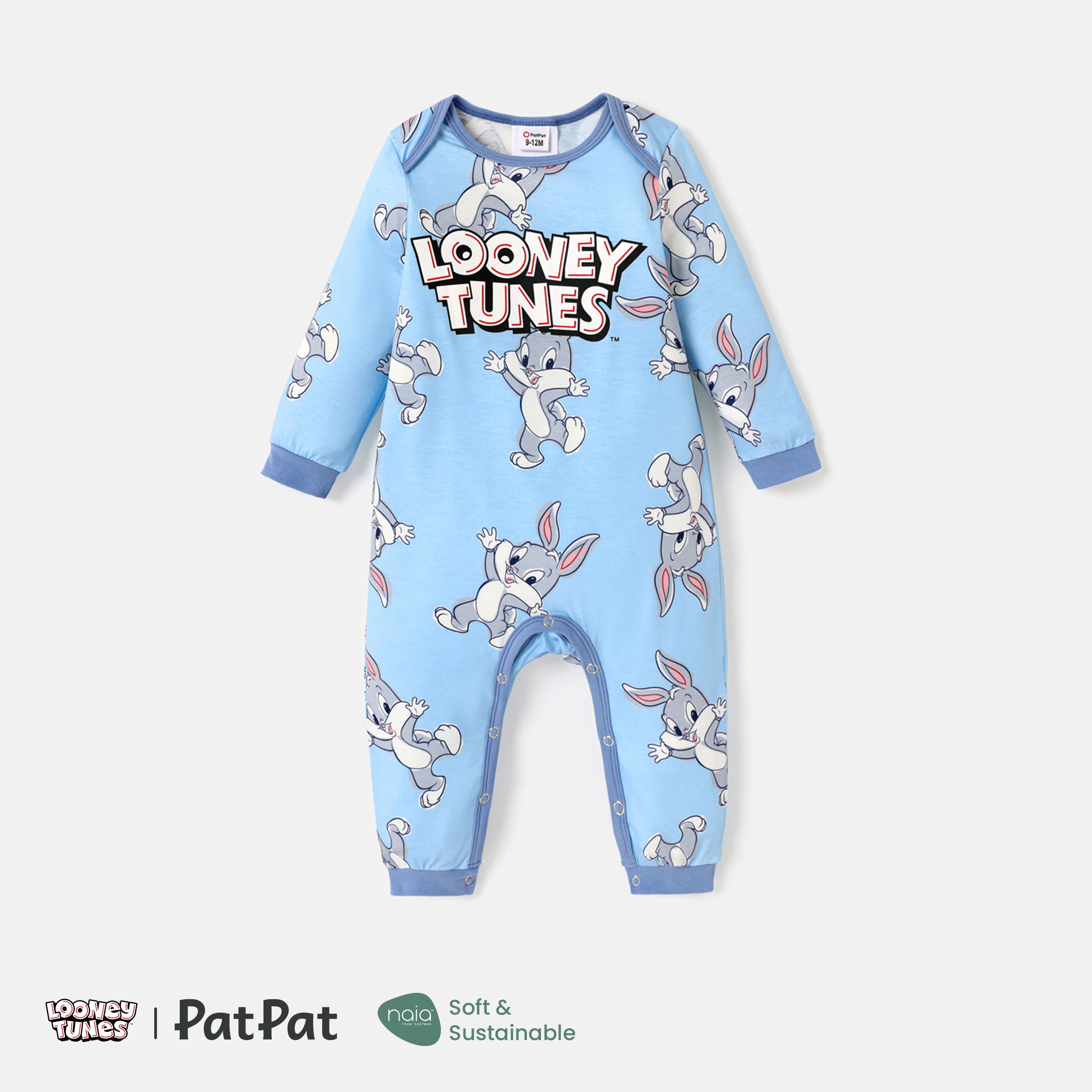 Looney Tunes Baby Girl/Boy Naiaâ¢ Character & Letter Print Long-sleeve Jumpsuit
