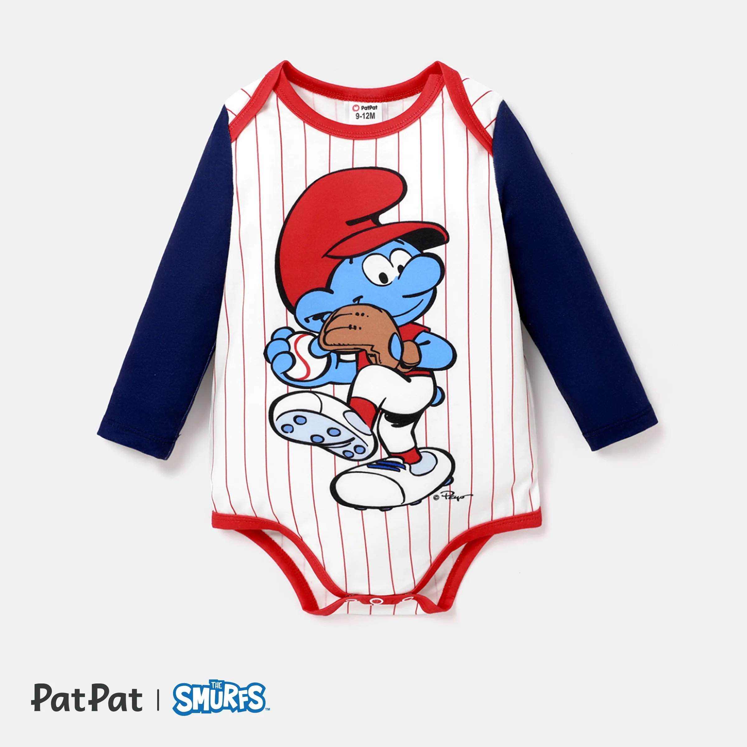 

The Smurfs Baby Boy Character & Stripe Print Long-sleeve Jumpsuit