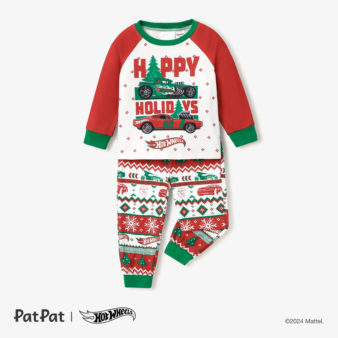 Hot Wheels Natal Pai e eu Conjuntos de roupa para a família Pijamas (Flame Resistant) Vermelho big image 1