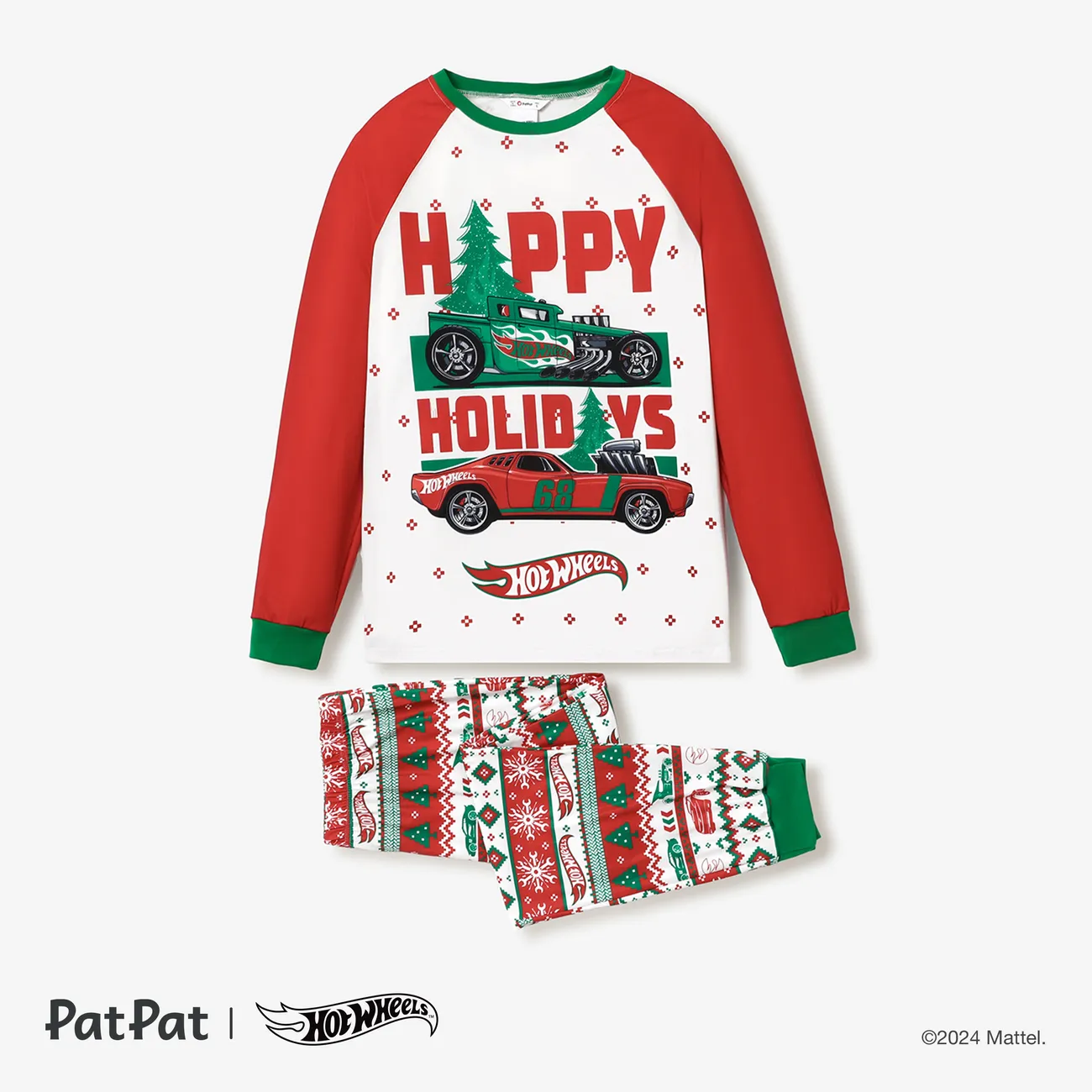 Hot Wheels Weihnachten Papa und ich Familien-Outfits Pyjamas (Flame Resistant) rot big image 1