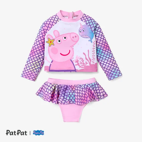 Peppa Pig 2-teiliges Badeanzug-Set für Kleinkindmädchen mit Fischschuppen und Ombre-Muster