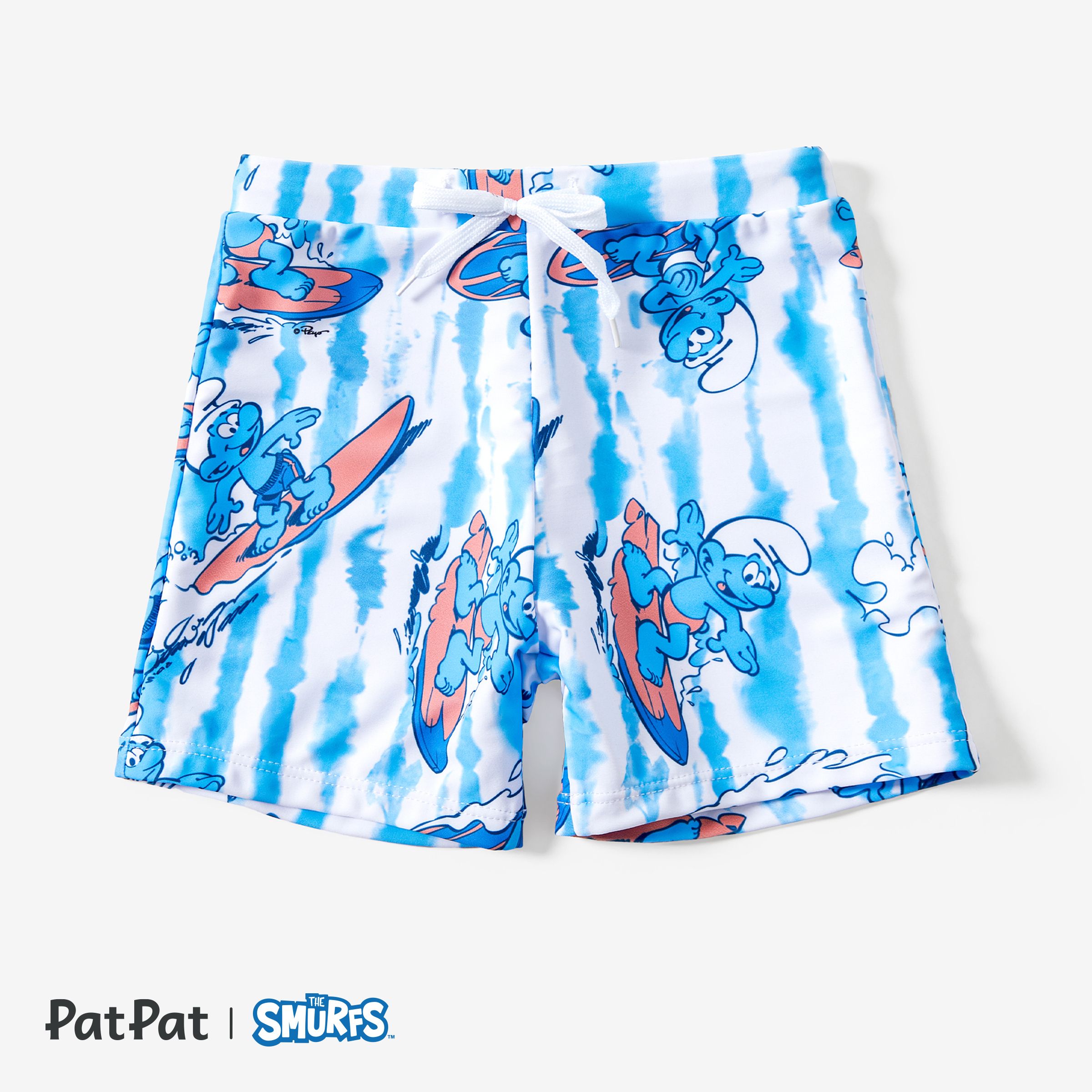 Smurfs Family Matching Graphic Stripe Pattern Swimsuit/swimming Trunks