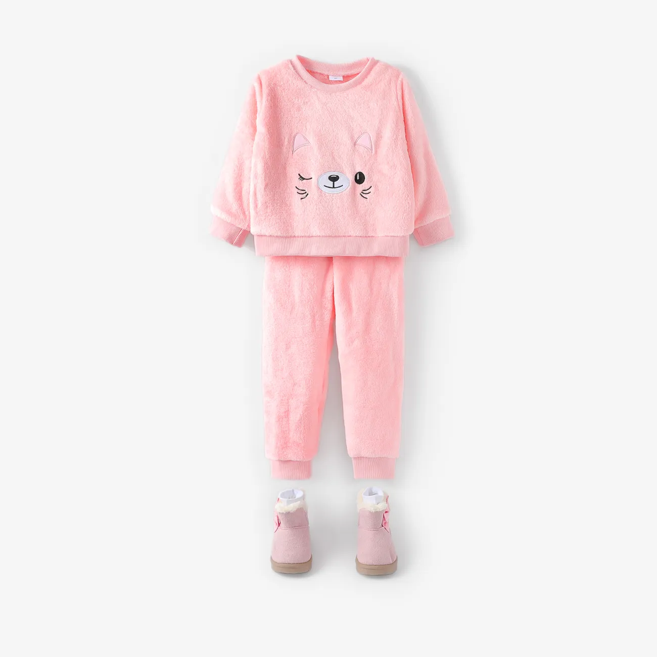 2 Stück Kleinkinder Mädchen Lässig Sweatshirt-Sets Hell rosa big image 1