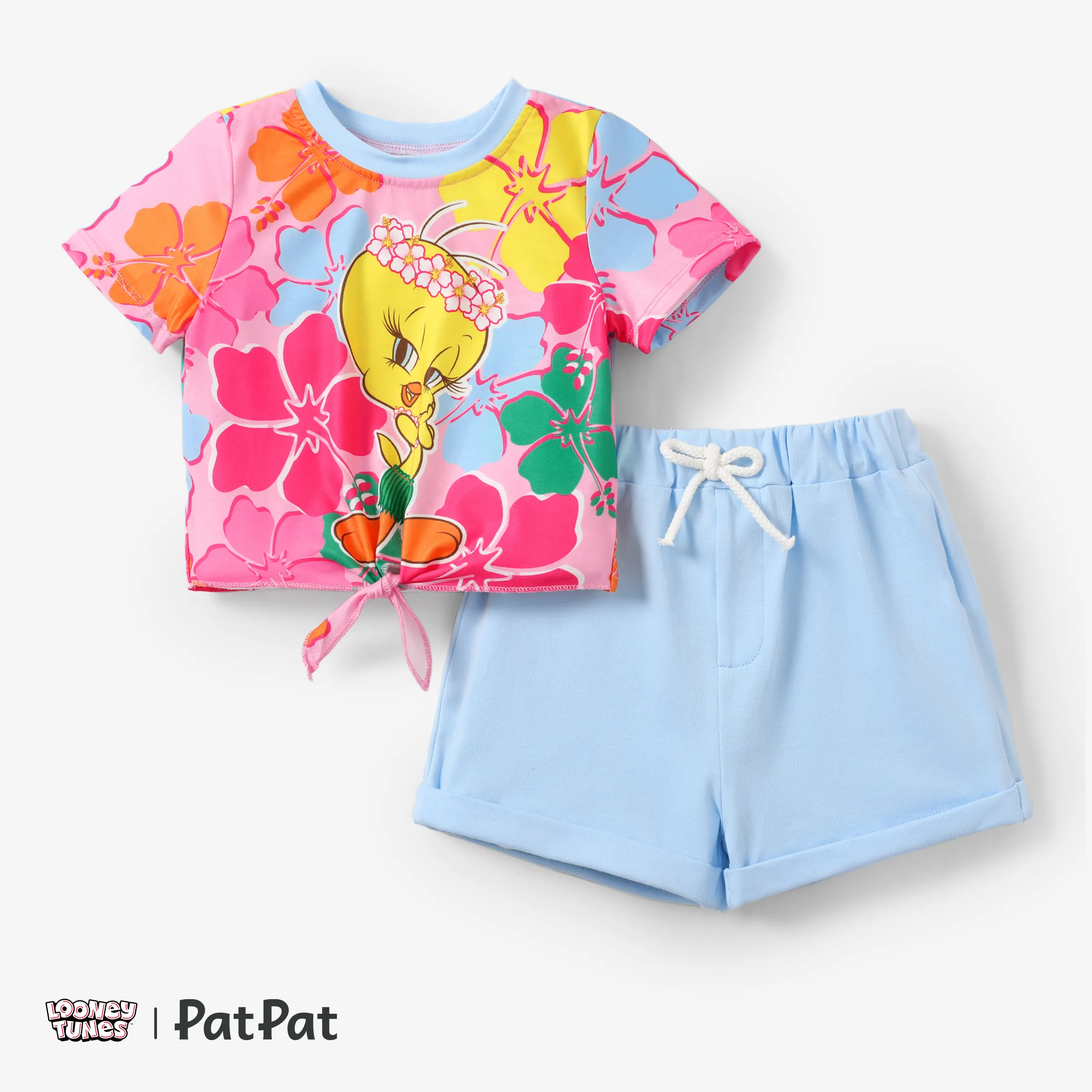 Looney Tunes 2pcs Toddler Girls Character Print Floral T-Shirt and Shorts Set