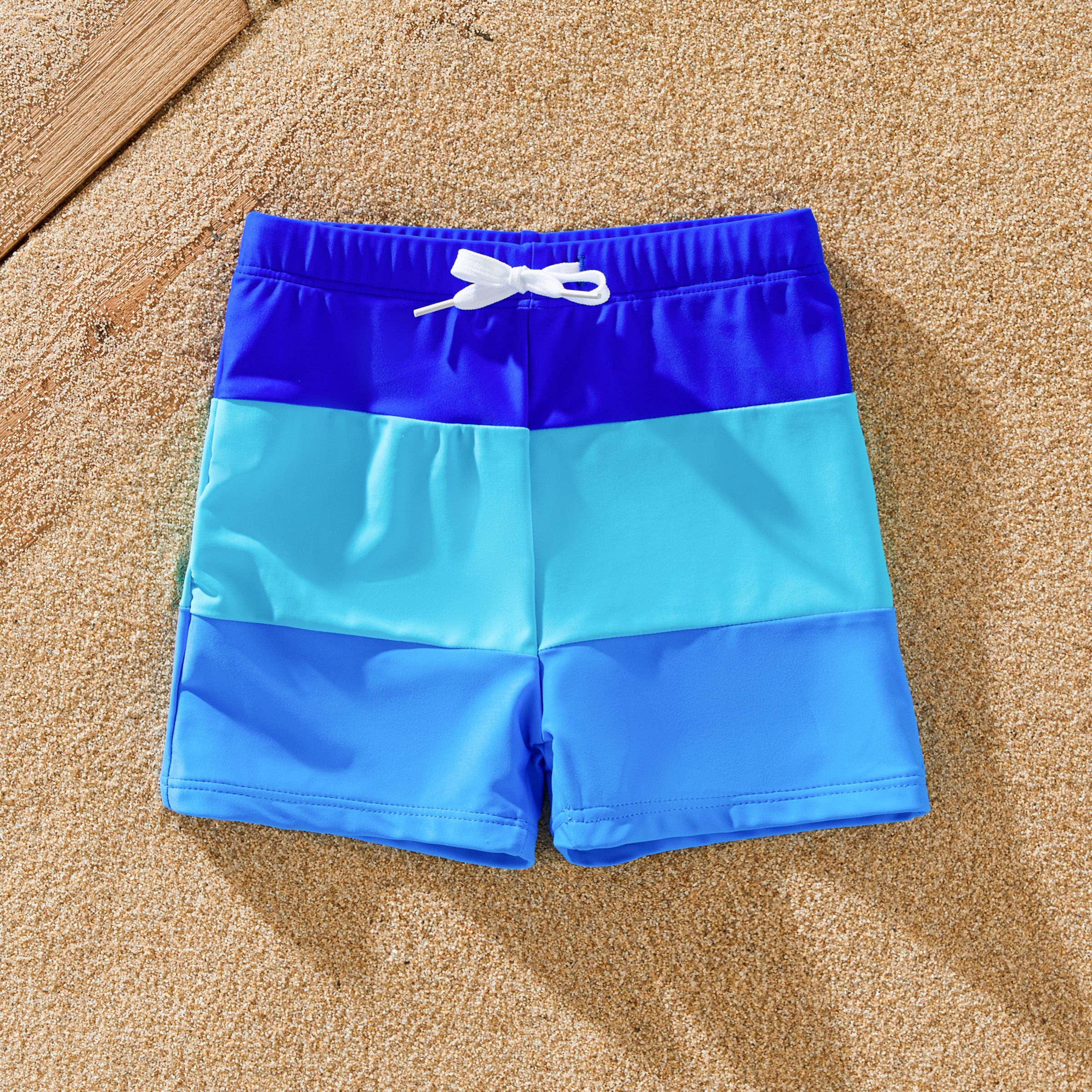 Family Matching Color-block Swim Trunks Or One-piece Bandage Swimwear