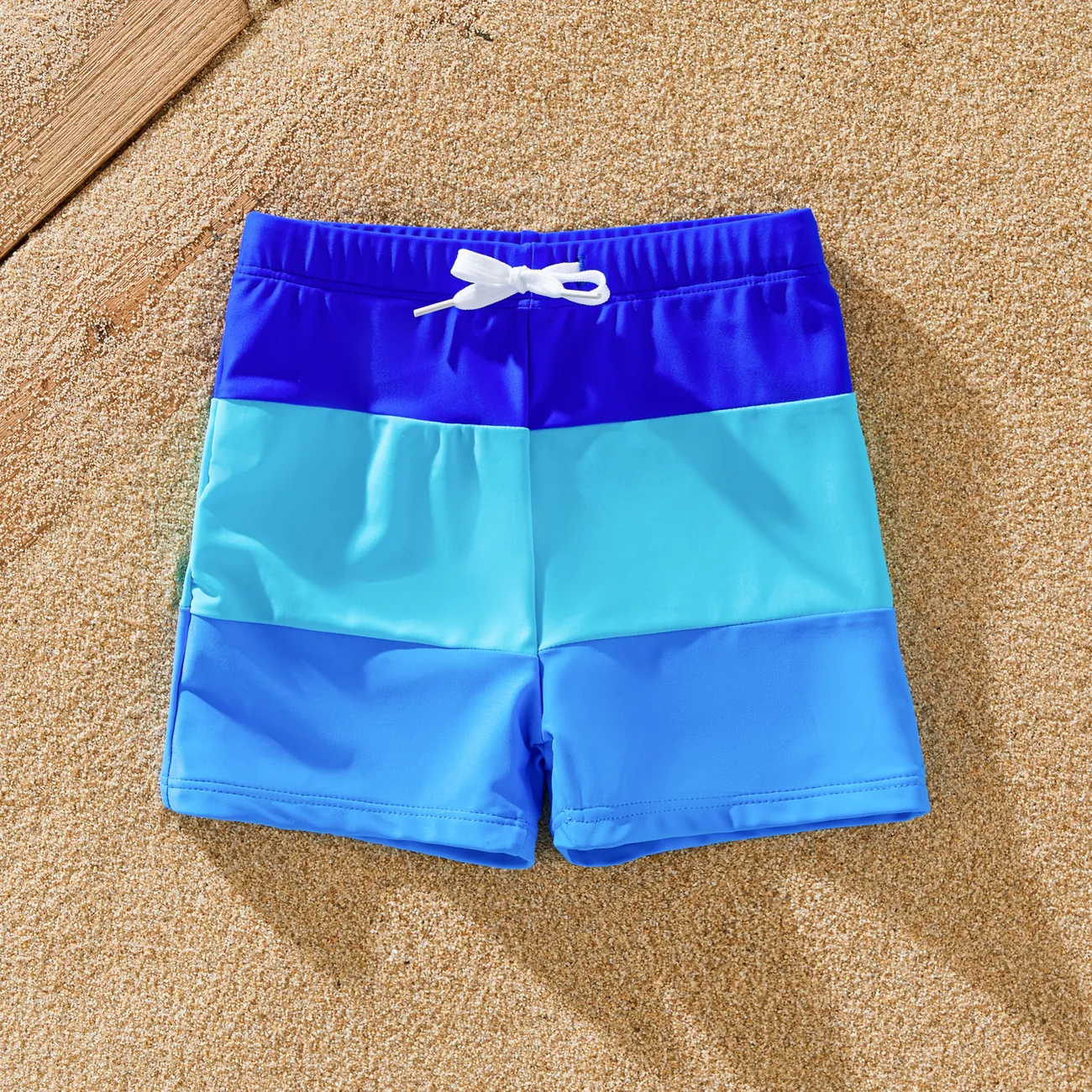 Family Matching Color-block Swim Trunks or One-piece Bandage Swimwear MultiColour big image 1