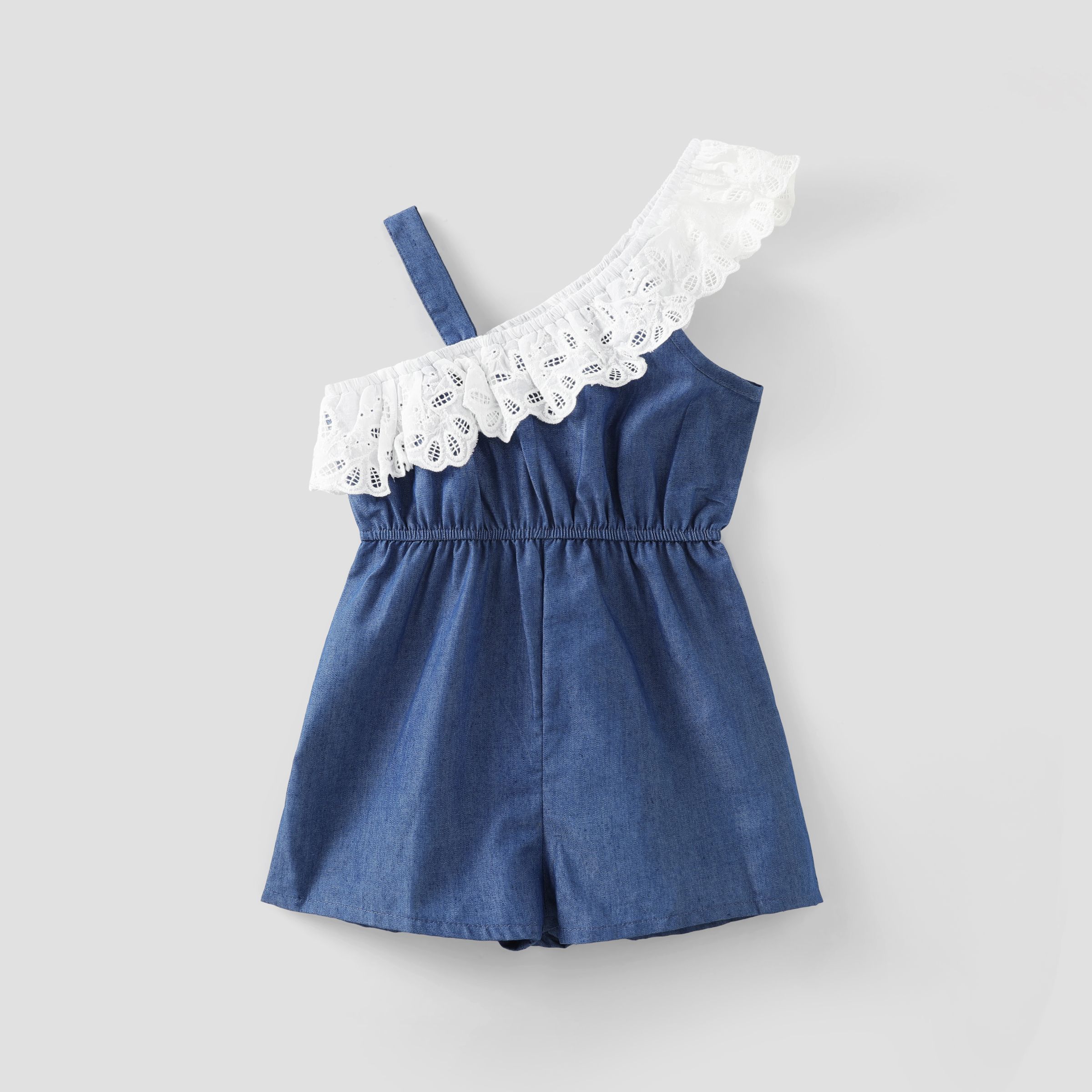 Toddler Girl Slop Shoulder Sleeveless Denim Jumpsuit/ Bag/ Sandals