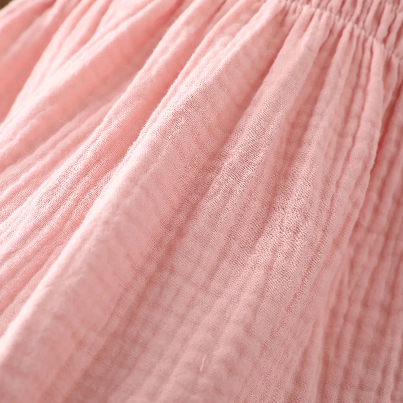 Baby Girls Casual Smocked Pink Cotton Dress  Pink big image 1