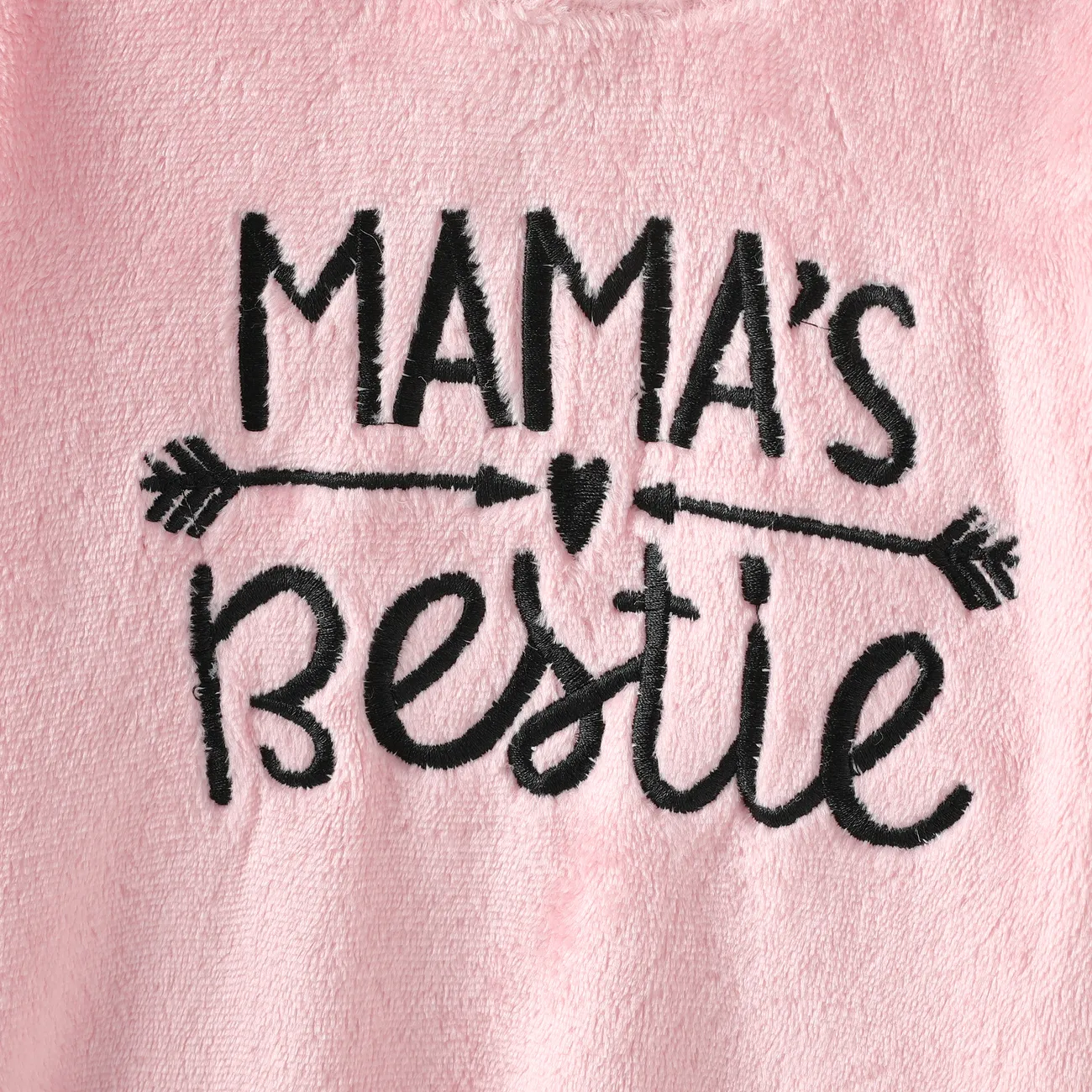Toddler Girl Letter Embroidered Fleece Mock Neck Long-sleeve Pink Sweatshirt Dress Pink big image 1