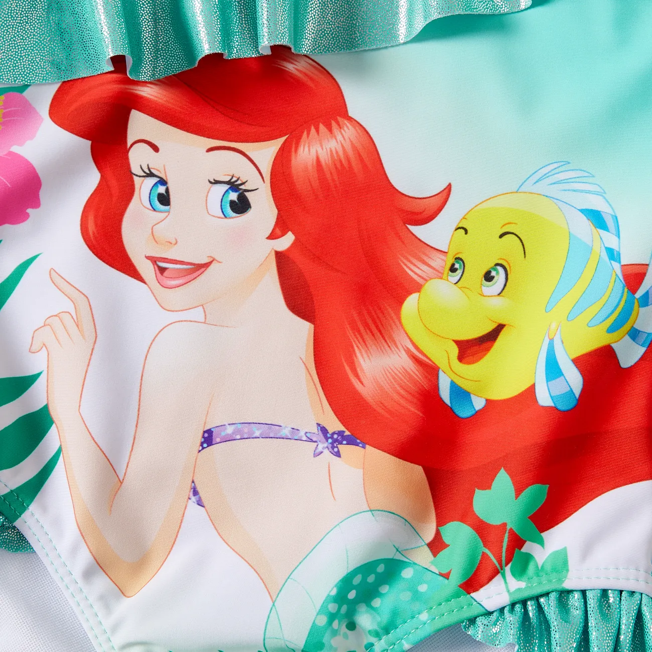 Disney princess Sibling Matching Ariel Shinning Star pattern Design Swimming suit Green big image 1