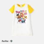PAW Patrol Toddler Girl Letter Print Colorblock Short-sleeve Cotton Dress yellowwhite