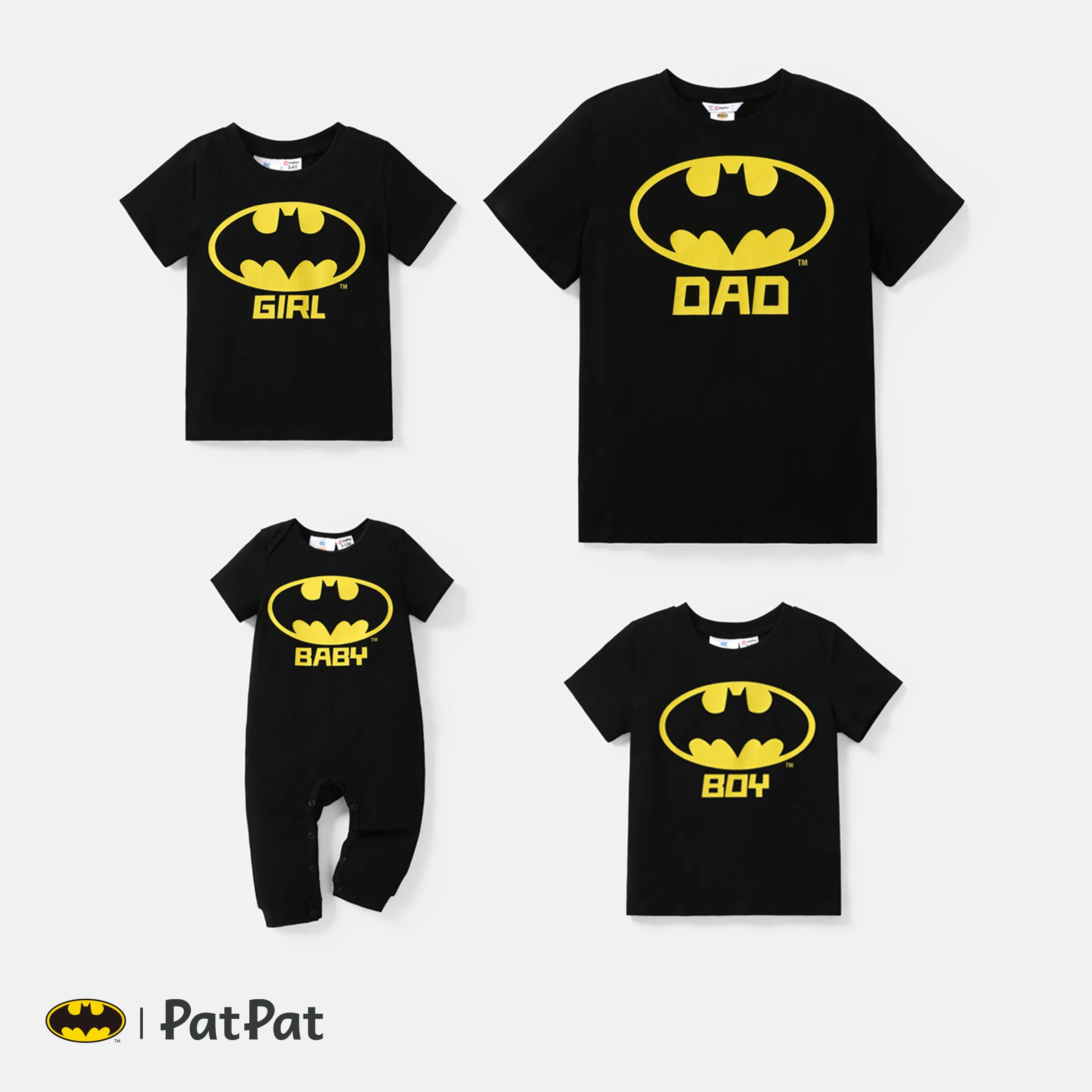 Batman Family T-shirt Noir Graphique à Manches Courtes En Coton Assorti