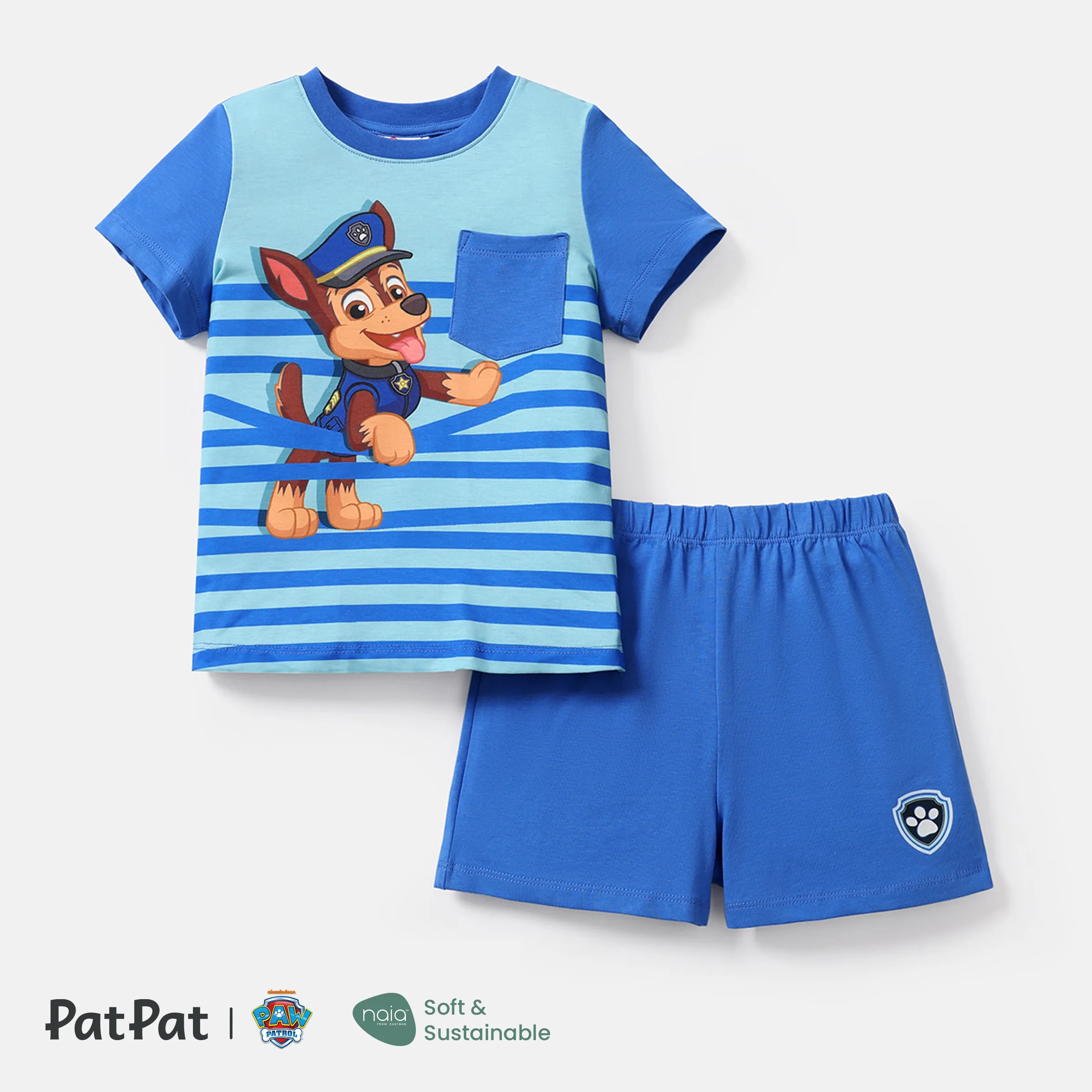 PAW Patrol 2pcs Toddler Boy Striped Ear Design Short-sleeve Tee and Elasticized Pants Set