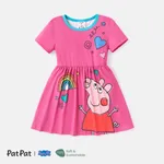 Peppa Pig Toddler Girl Mother's Day Stripe/Heart Print Short-sleeve Dress Roseo