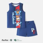 PAW Patrol 2pcs Toddler Boy Letter Print Tank Top and Elasticized Shorts Set Blue