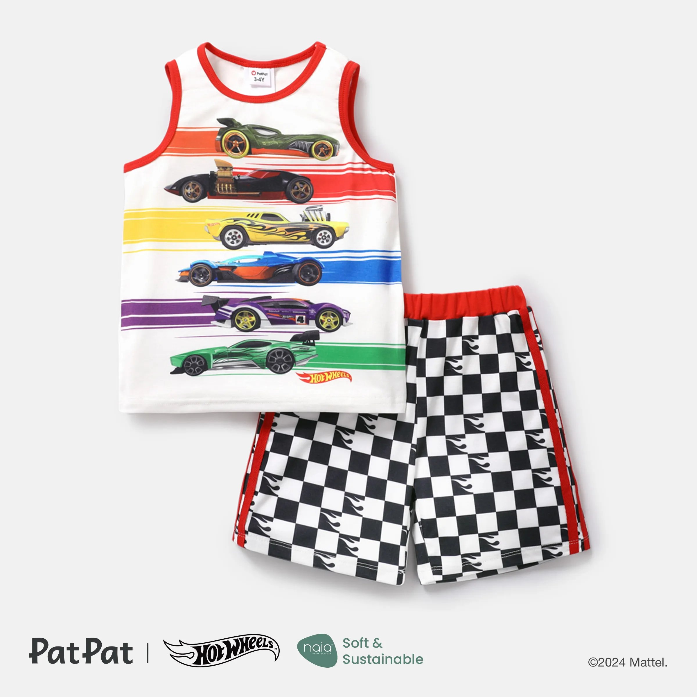 

Hot Wheels 2pcs Toddler Boy Naia Colorblock Tank Top and Elasticized Cotton Shorts set