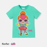 jajaja. ¡sorpresa! Camiseta de algodón de manga corta con estampado de personajes para niños pequeños/niñas Verde