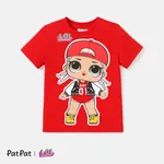 jajaja. ¡sorpresa! Camiseta de algodón de manga corta con estampado de personajes para niños pequeños/niñas Rojo
