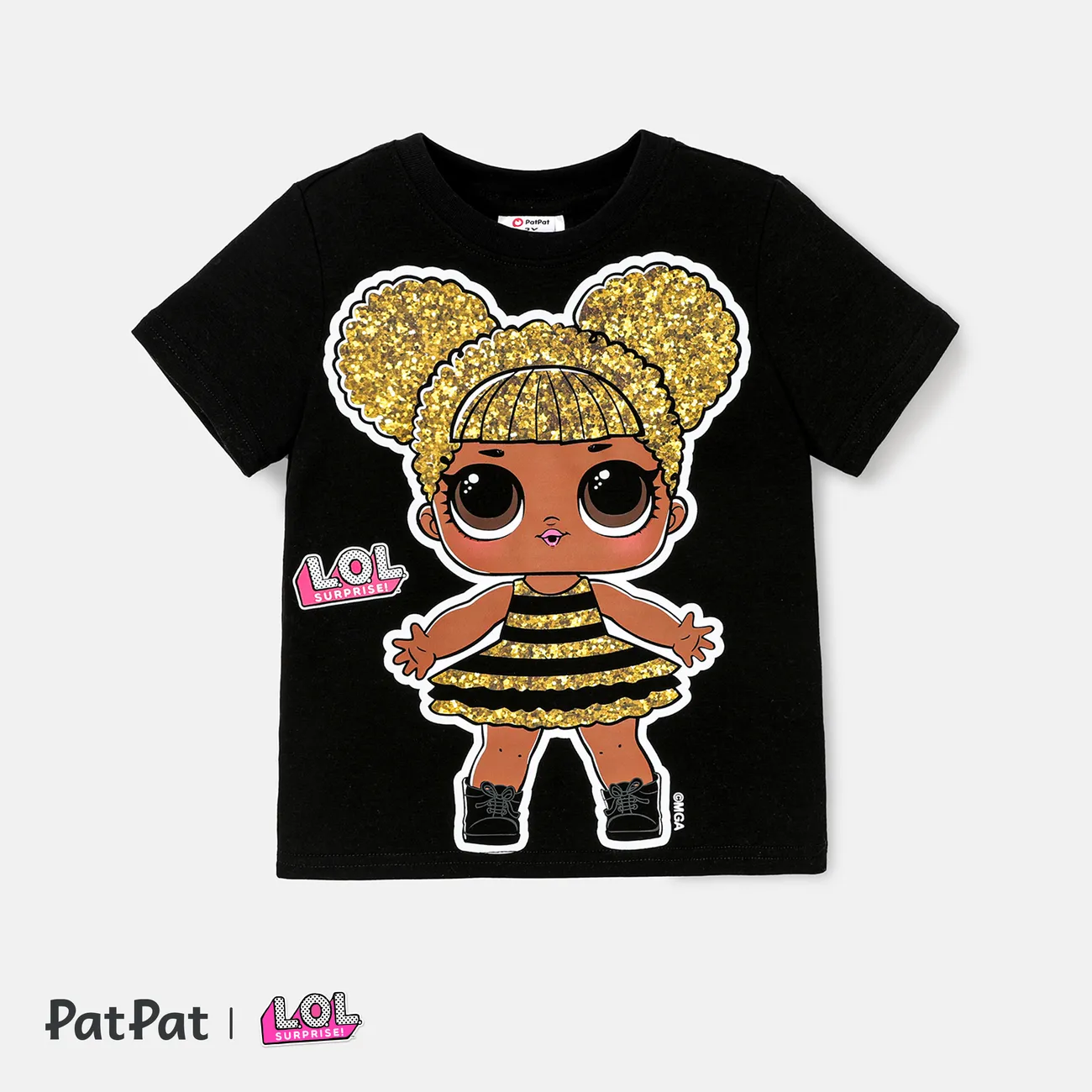 Lol. Überraschung! Kurzarm-Baumwoll-T-Shirt mit Charakterdruck für Kleinkinder/Kindermädchen schwarz big image 1