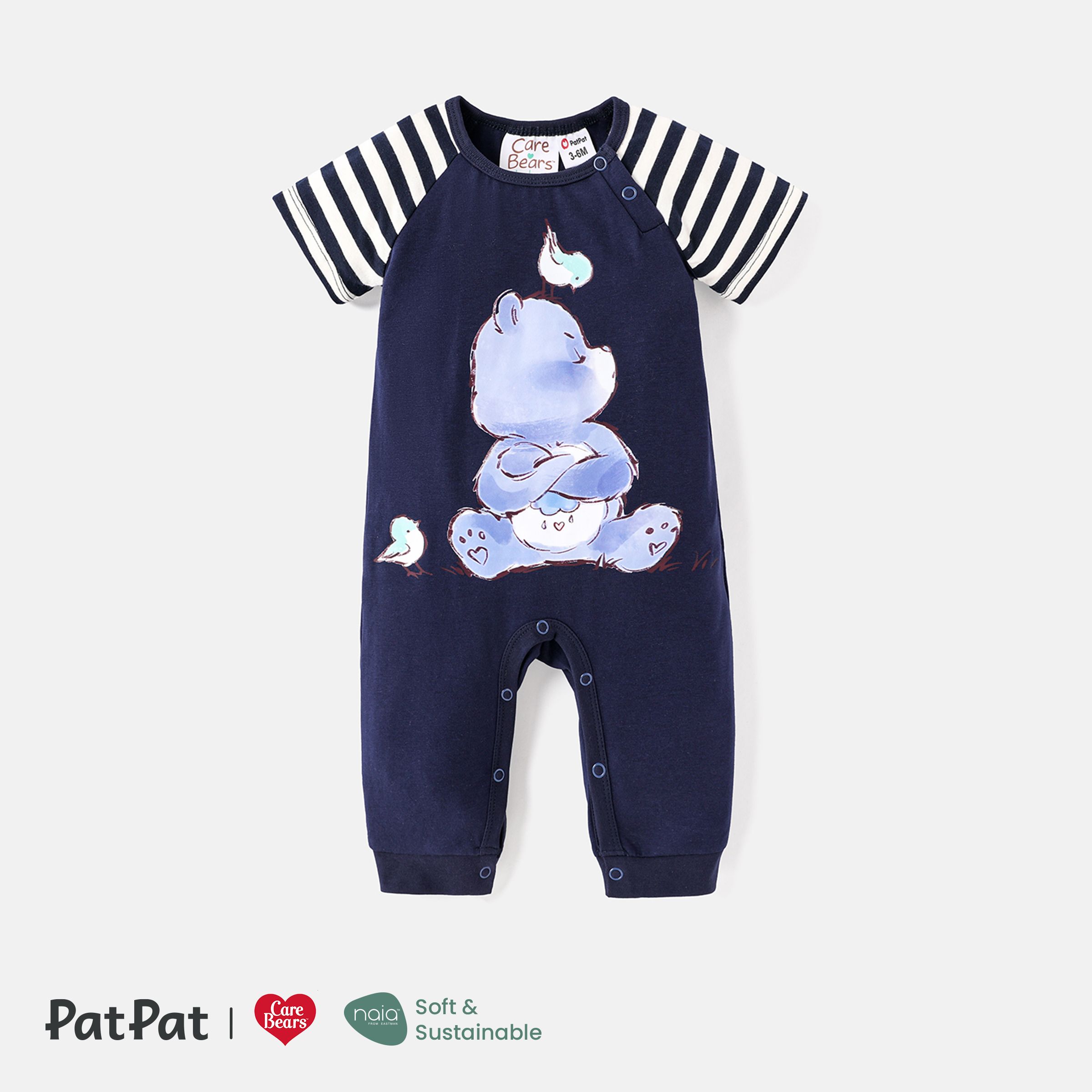Care Bears Baby Boy/Girl Short-sleeve Striped Bear Graphic Naiaâ¢ Jumpsuit