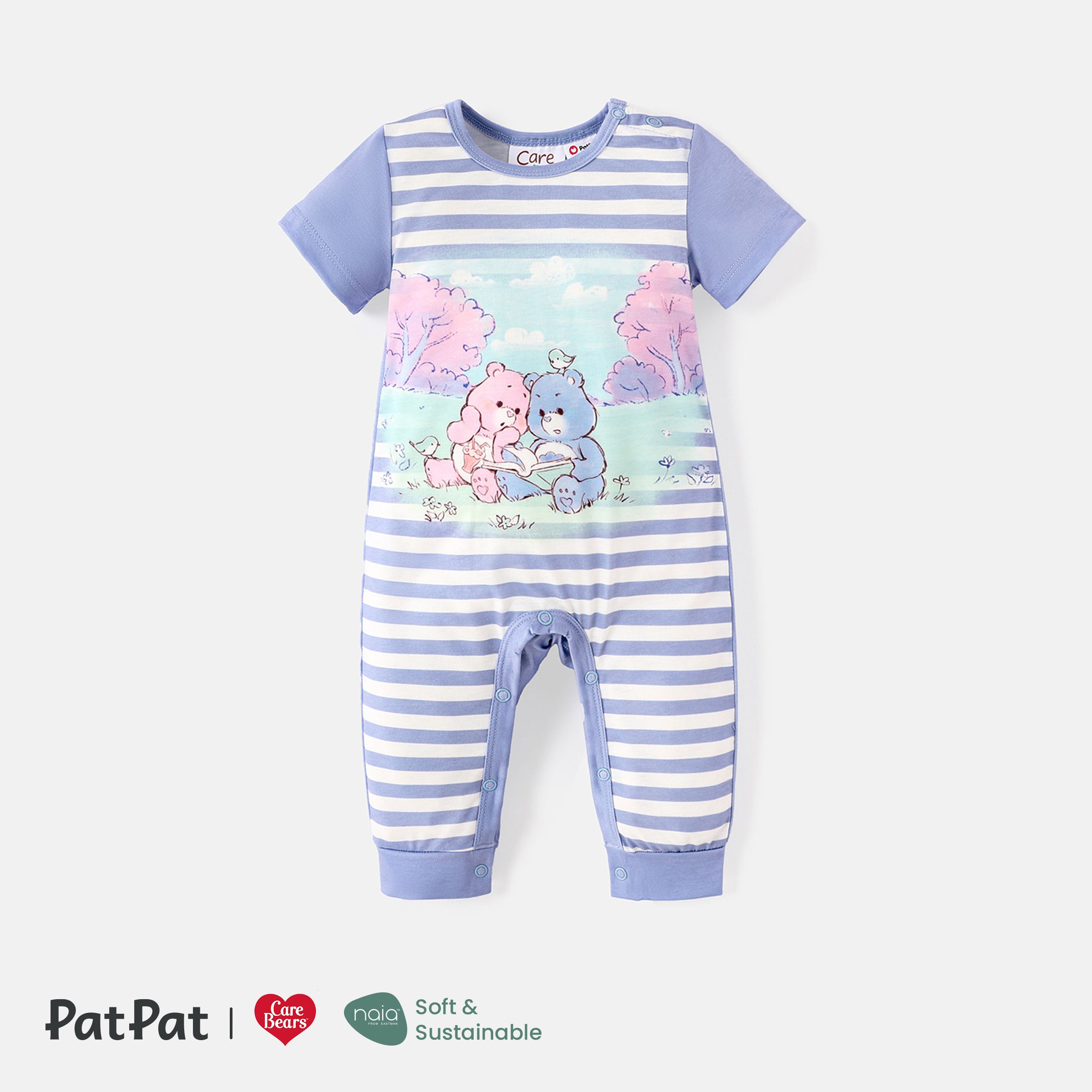 Care Bears Baby Boy/Girl Short-sleeve Striped Bear Graphic Naiaâ¢ Jumpsuit