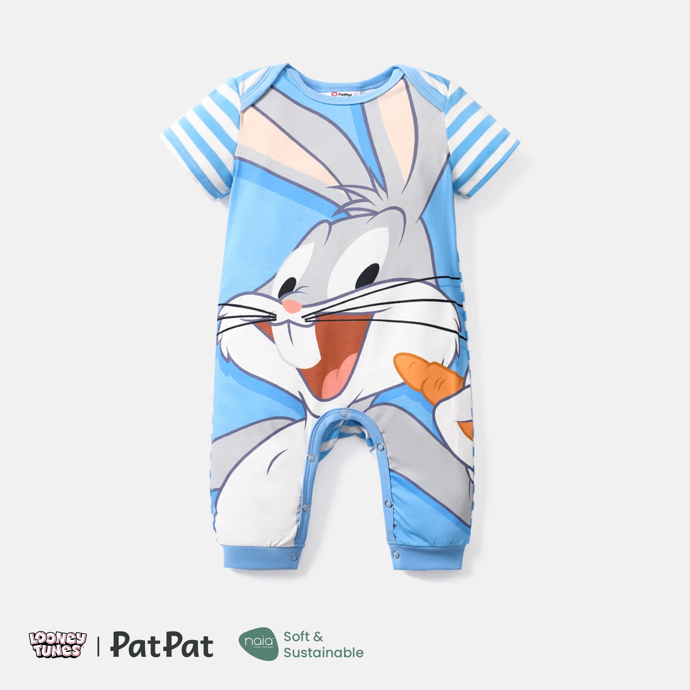 Looney Tunes Combinaison Naia™ Rayée à Manches Courtes Et Imprimé Animalier Pour Bébé Garçon/fille