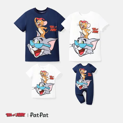 Tom and Jerry Look Familial Chat Manches courtes Tenues de famille assorties Hauts