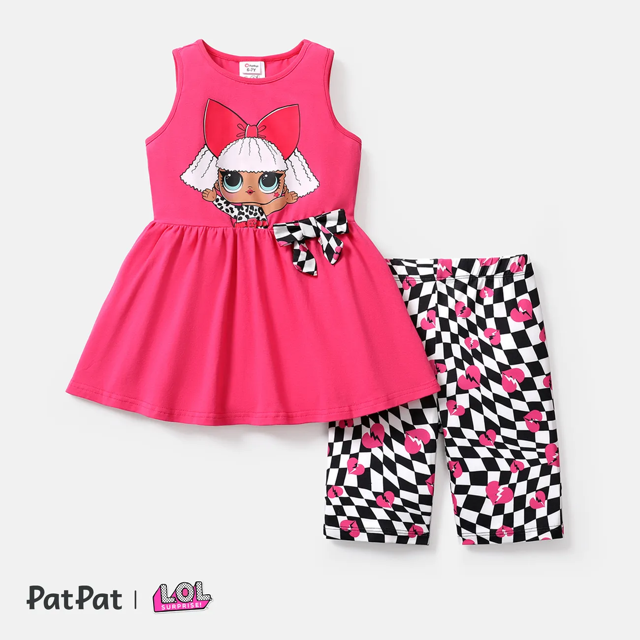 L.O.L. SURPRISE! 2pcs Toddler/Kid Girl Bowknot Design Sleeveless Tee and Shorts Set PINK-1 big image 1