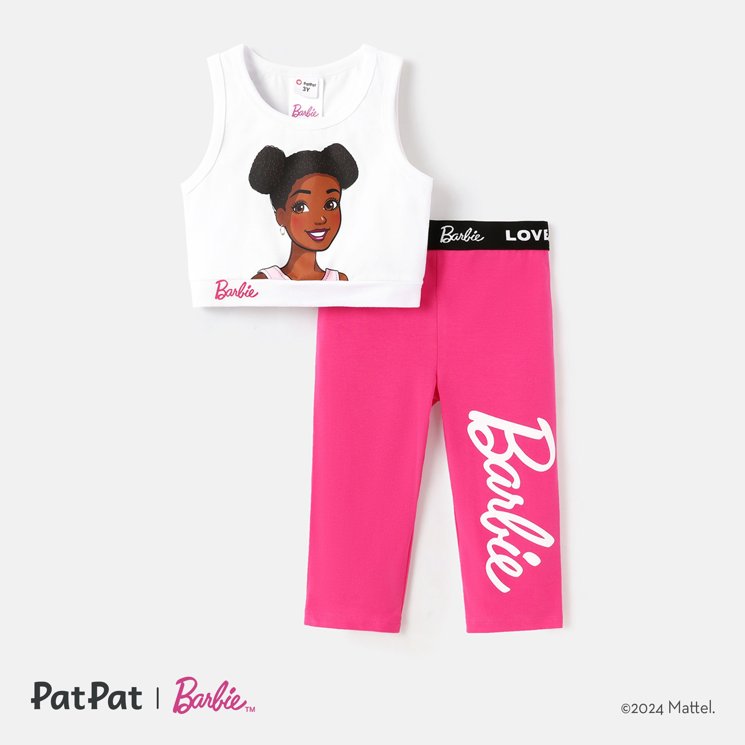 Barbie Toddler / Kid Girl 2pcs Character Print Coton Sans Manches Tee Et Leggings Set