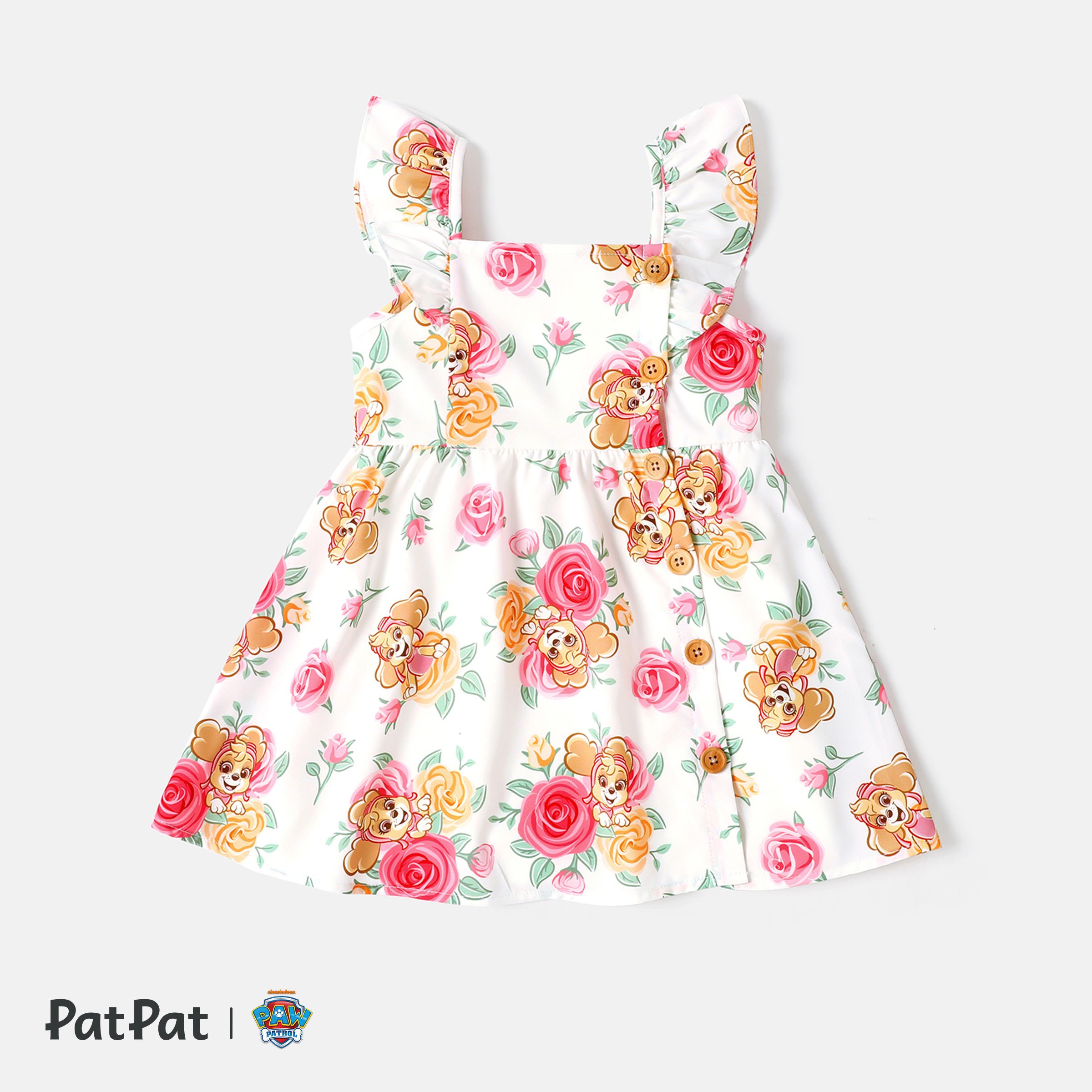PAW Patrol Toddler Girl Floral Print Flutter-sleeve Dress
