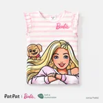 Barbie Niño pequeño Chica Dobladillo fruncido Dulce Sin mangas Camiseta Rosado