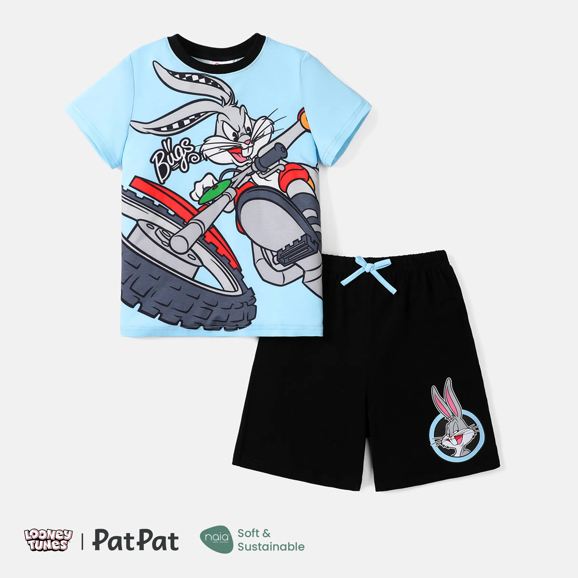 Looney Tunes Kid Boy 2pcs Short-sleeve Naia Tee And Cotton Shorts Set