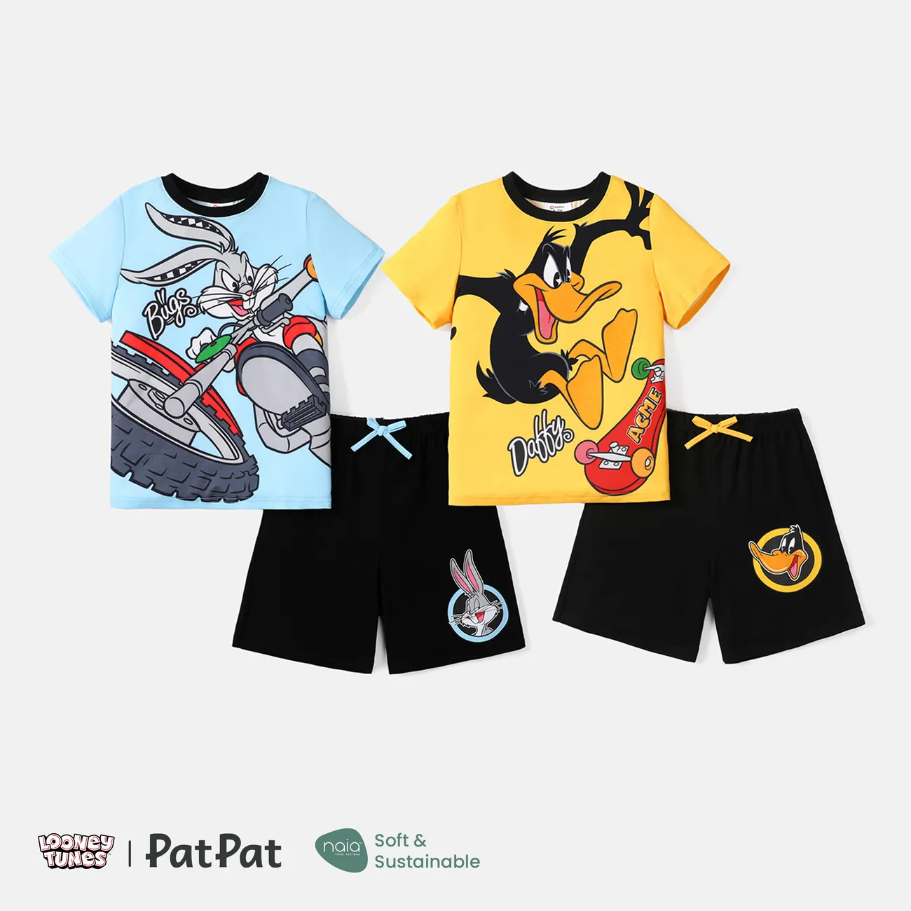 Looney Tunes Kid Boy 2pcs Short-sleeve Naia Tee and Cotton Shorts Set Yellow big image 1