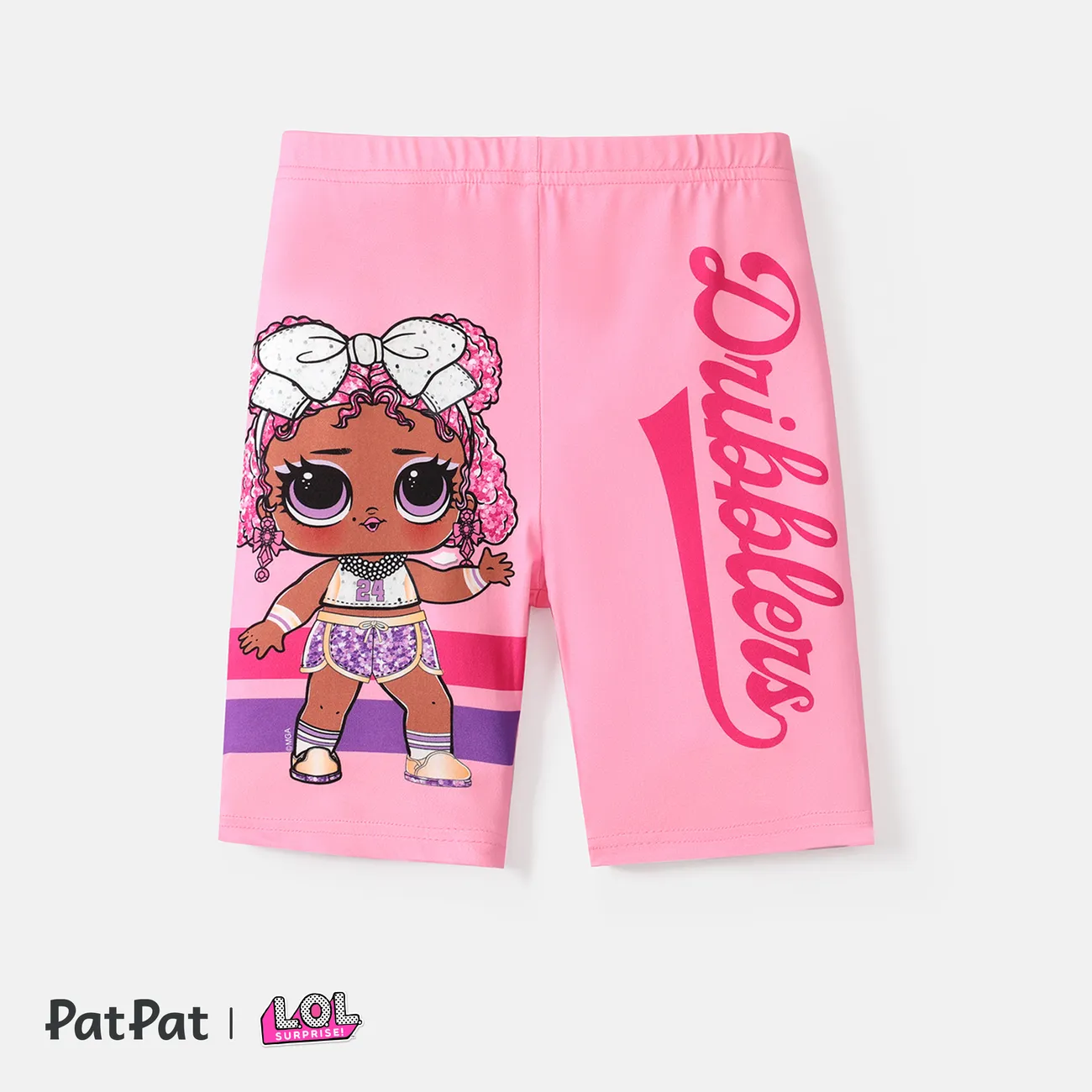 jajaja. ¡sorpresa! Pantalones cortos con estampado de personajes de tela rpet ecológicos para niñas y niños Rosado big image 1