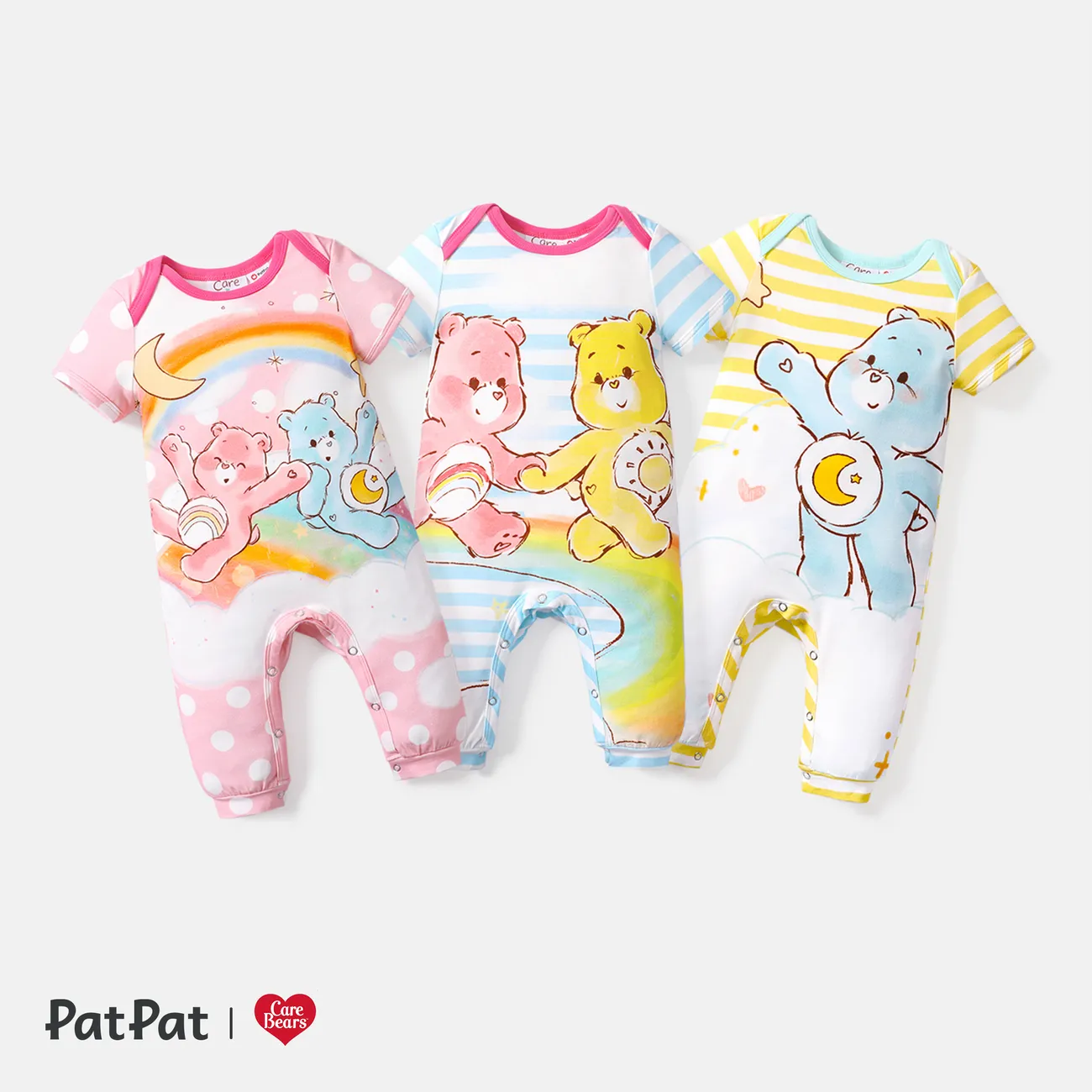 Care Bears Baby Boy/Girl Short-sleeve Bear Print Jumpsuit Pink big image 1