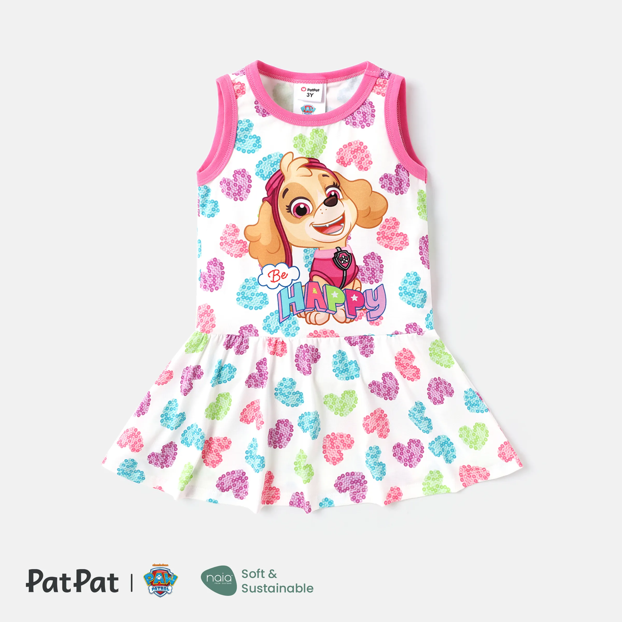 PAW Patrol Toddler Girl Heart Print Naia/Cotton Sleeveless Dress