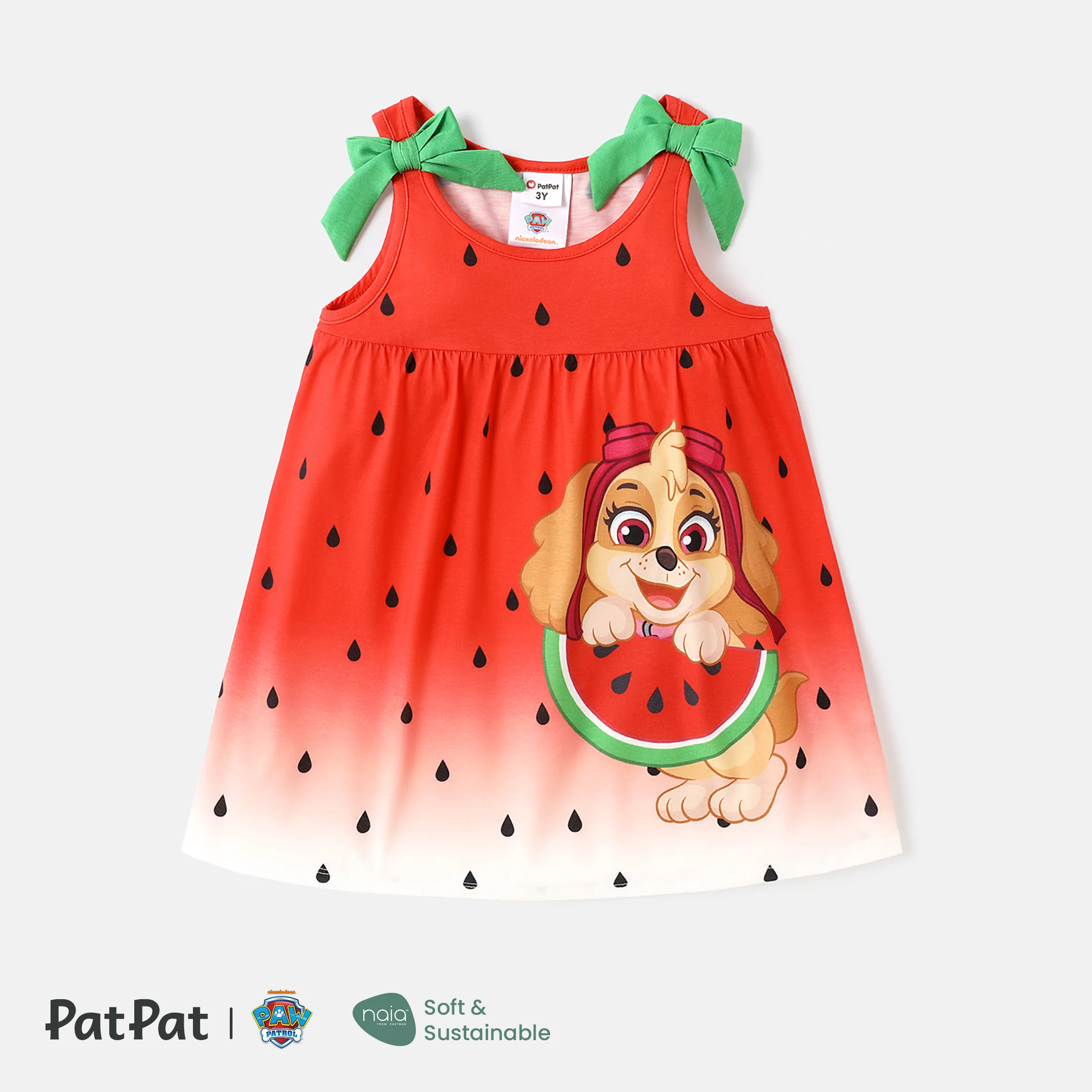 PAW Patrol Toddler Girl Watermelon Print Bowknot Design Sleeveless Dress
