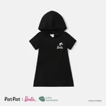 Barbie Toddler/Kid Girl Pocket Design Hooded Cotton Short-sleeve Dress Black