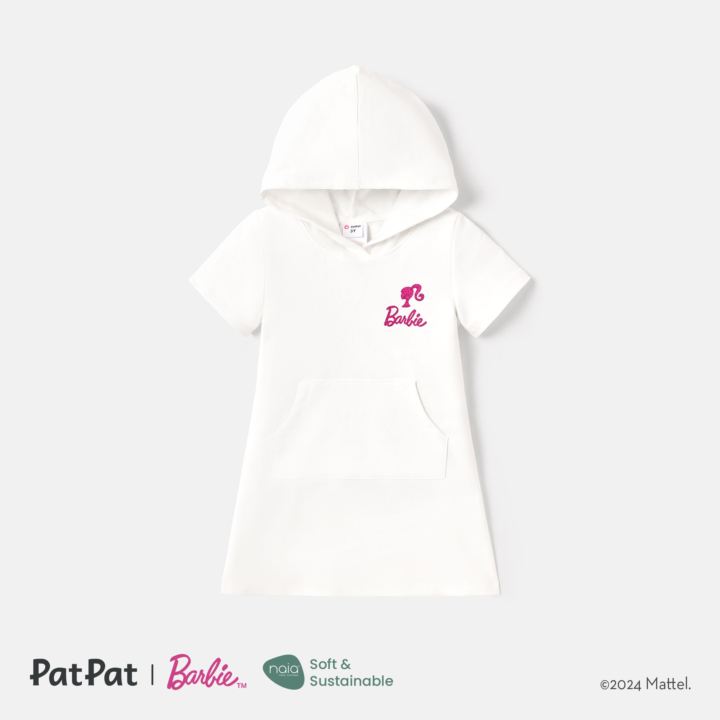 Barbie Toddler/Kid Girl Pocket Design Hooded Cotton Short-sleeve Dress