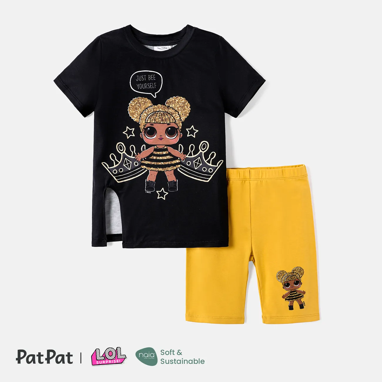 L.O.L. SURPRISE! Toddler/Kid Girl/Boy Character Print Tee and Cotton Shorts Set Black big image 1