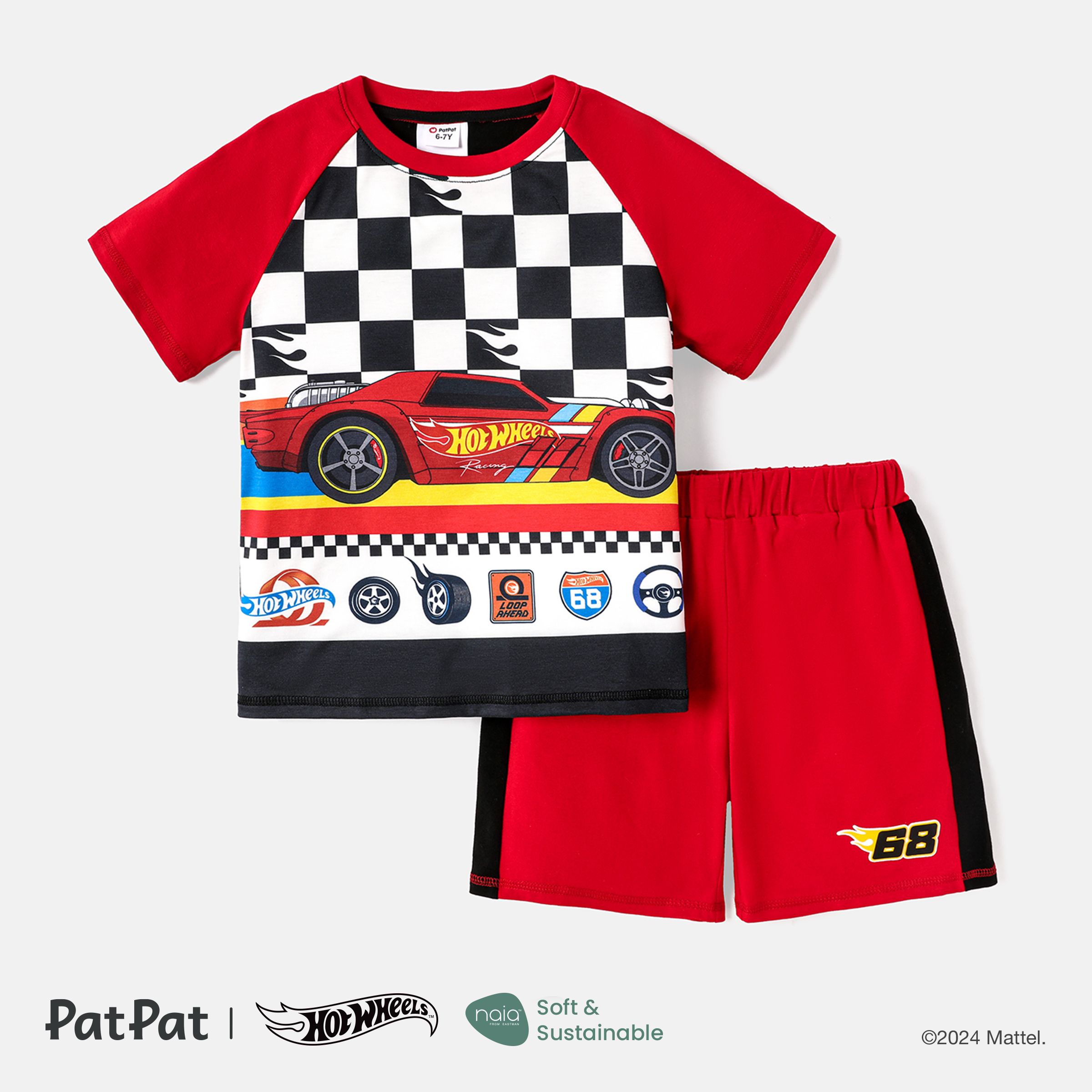 Hot Wheels Kid Boy 2pcs Vehicle Print Manches Courtes Naia™ Tee Et Shorts Set
