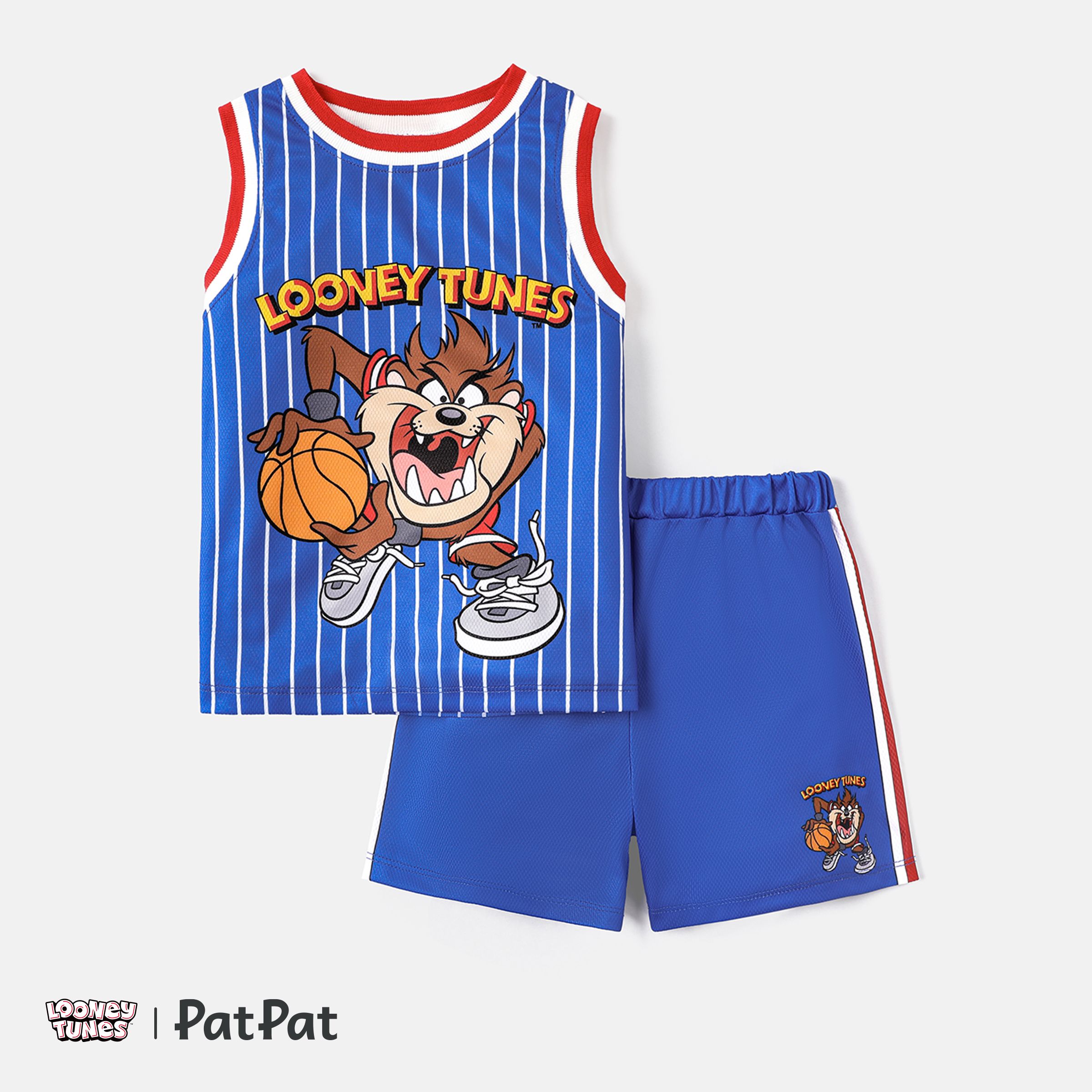 Looney Tunes 2pcs Toddler Girl/Boy Colorblock Short-sleeve Tee and Stripe Pants Set