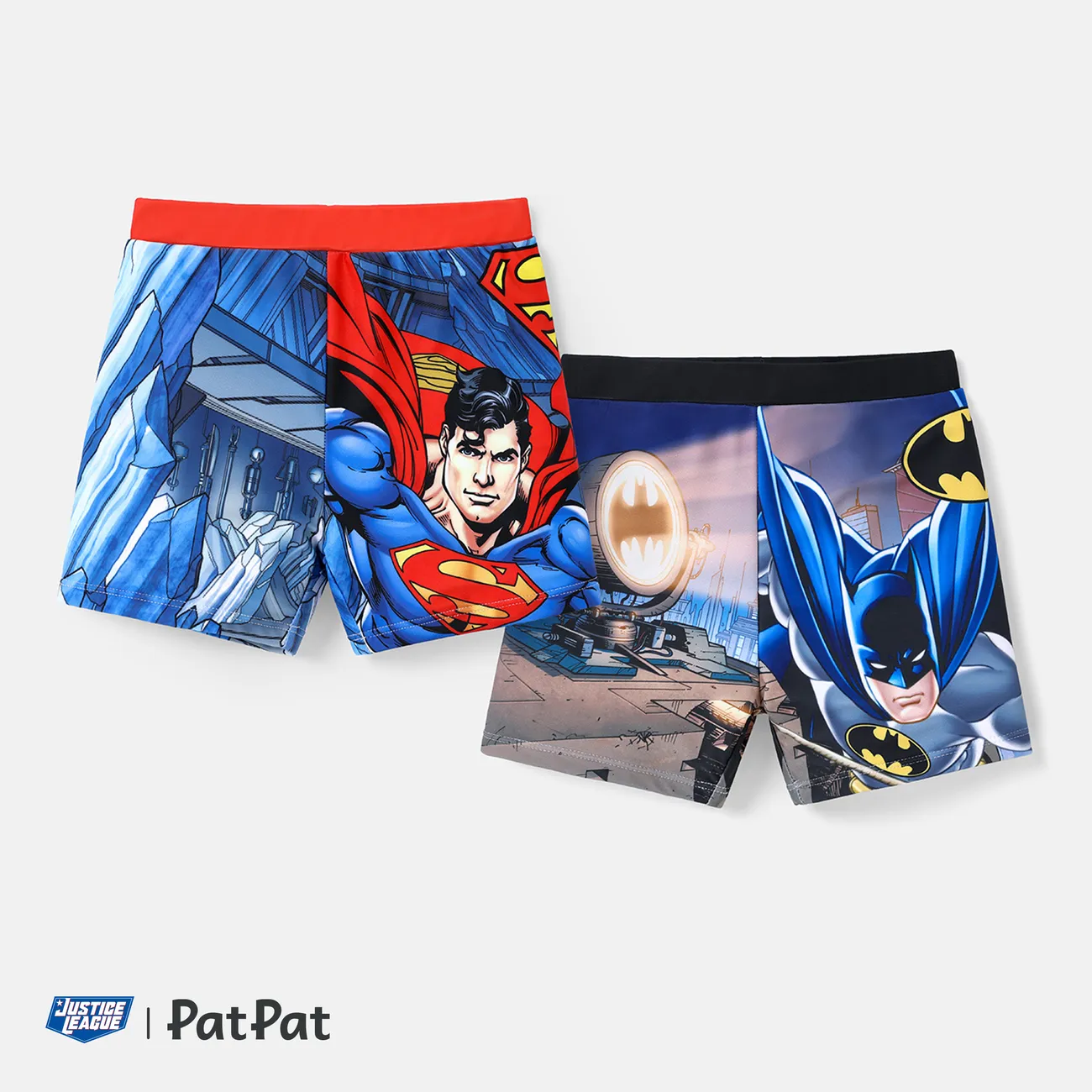 Justice League Character Print Swim Trunks for Brother and Me Red big image 1