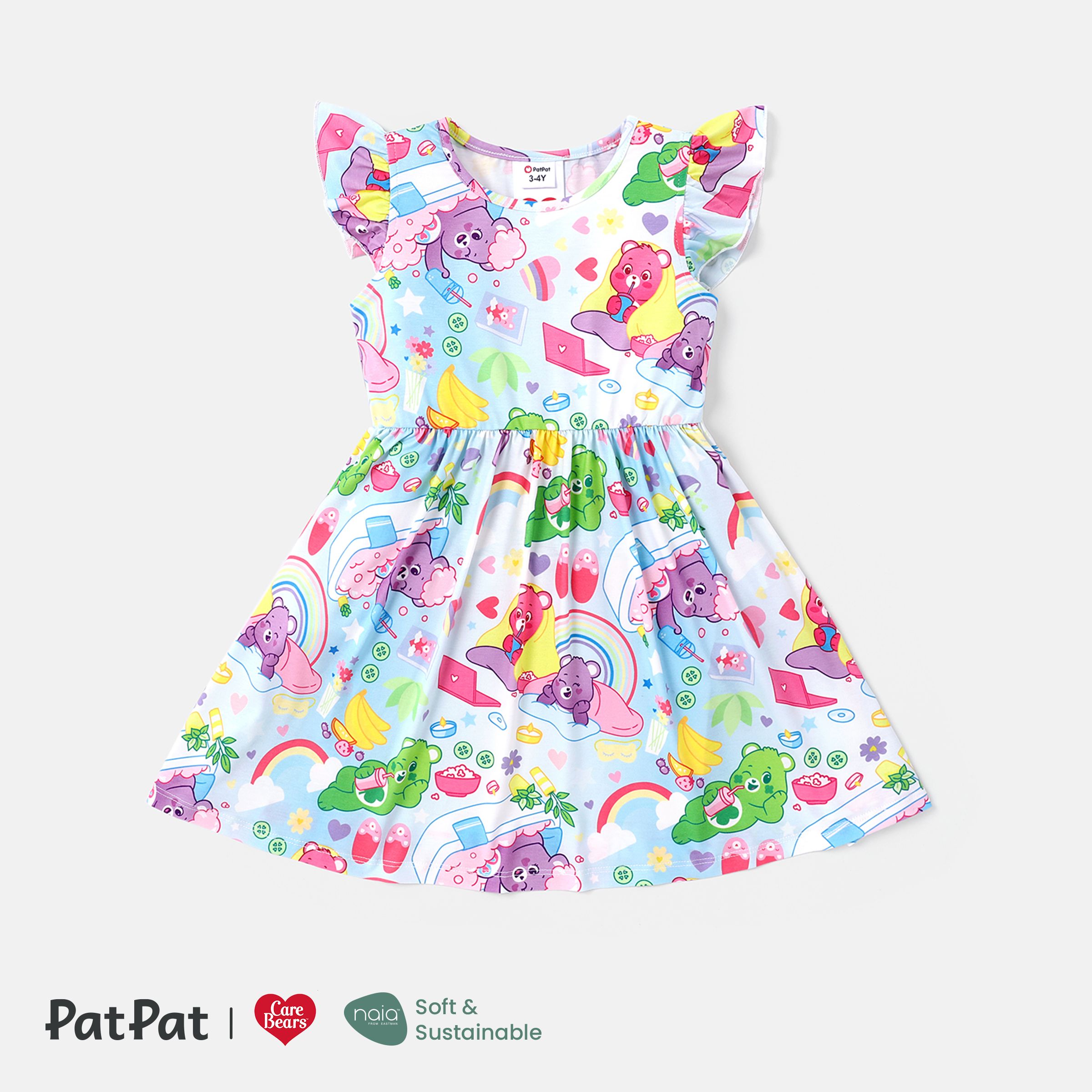 Care Bears Toddler Girl Naiatm Character Print Flutter-sleeve Dress