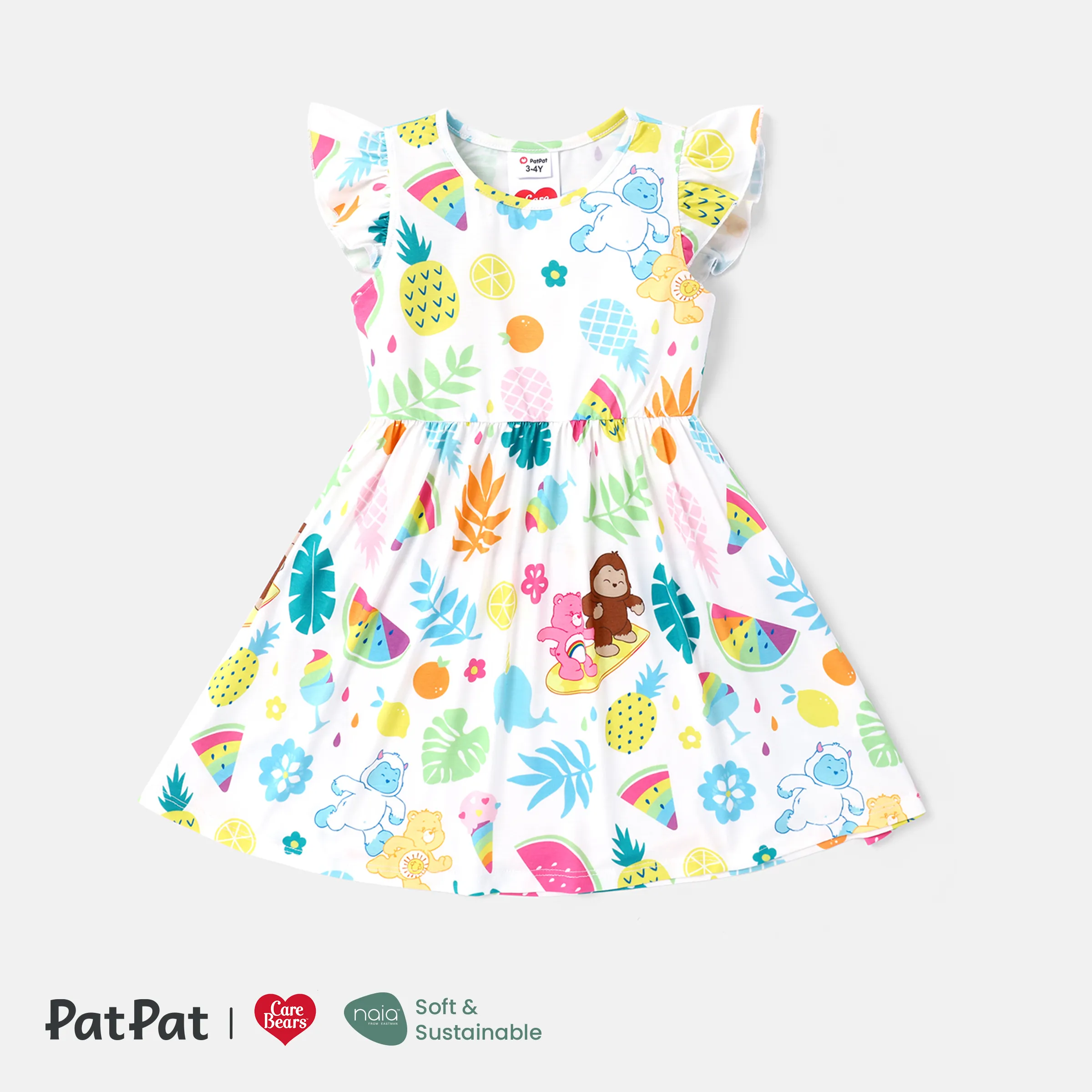 Care Bears Toddler Girl Naiaâ¢ Character Print Flutter-sleeve Dress