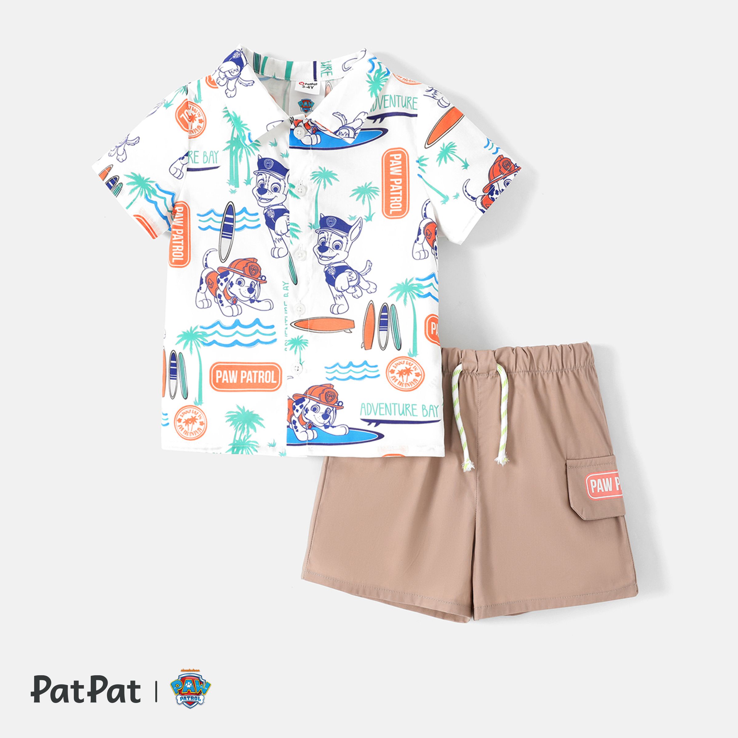 PAW Patrol Toddler / Kid Boy 2pcs 100% Coton Chemise Et Short Cargo Set