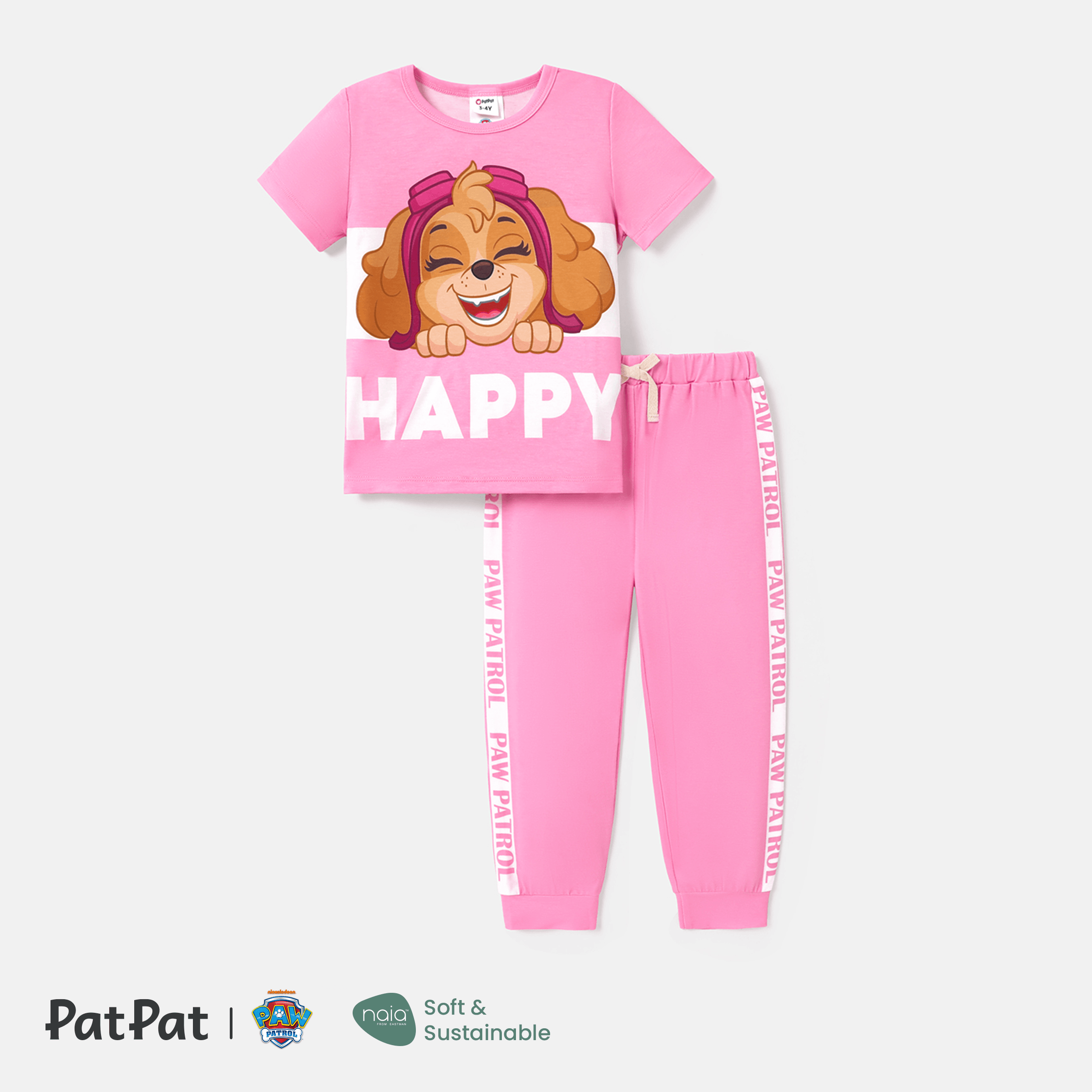 PAW Patrol Toddler Girl/Boy 2pcs Naia™ Character Print Two Tone Tee And Letter Print Pants Set