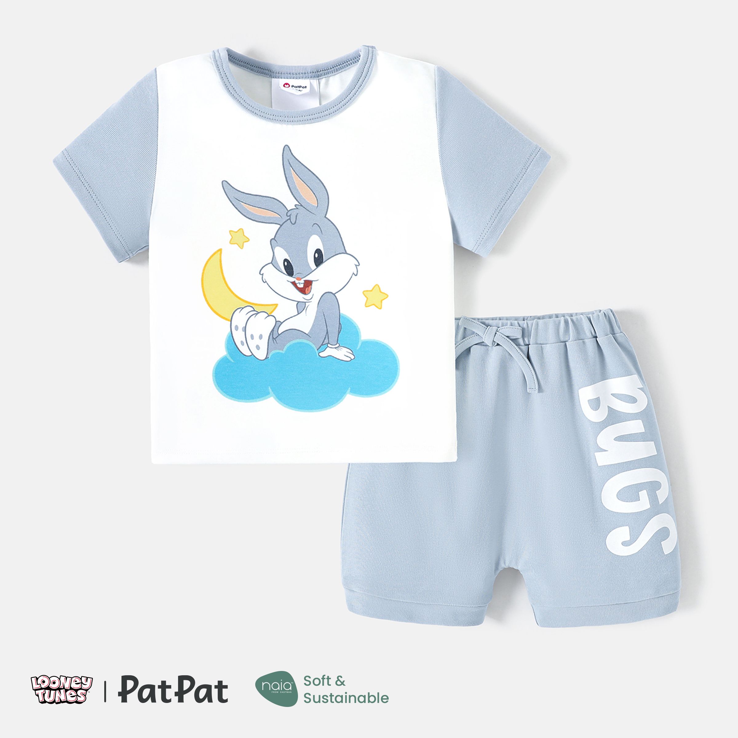 Looney Tunes Bébé/tout-petit Garçon/fille 2 Pièces T-shirt Graphique Naia™ Et Short En Coton à Manches Courtes