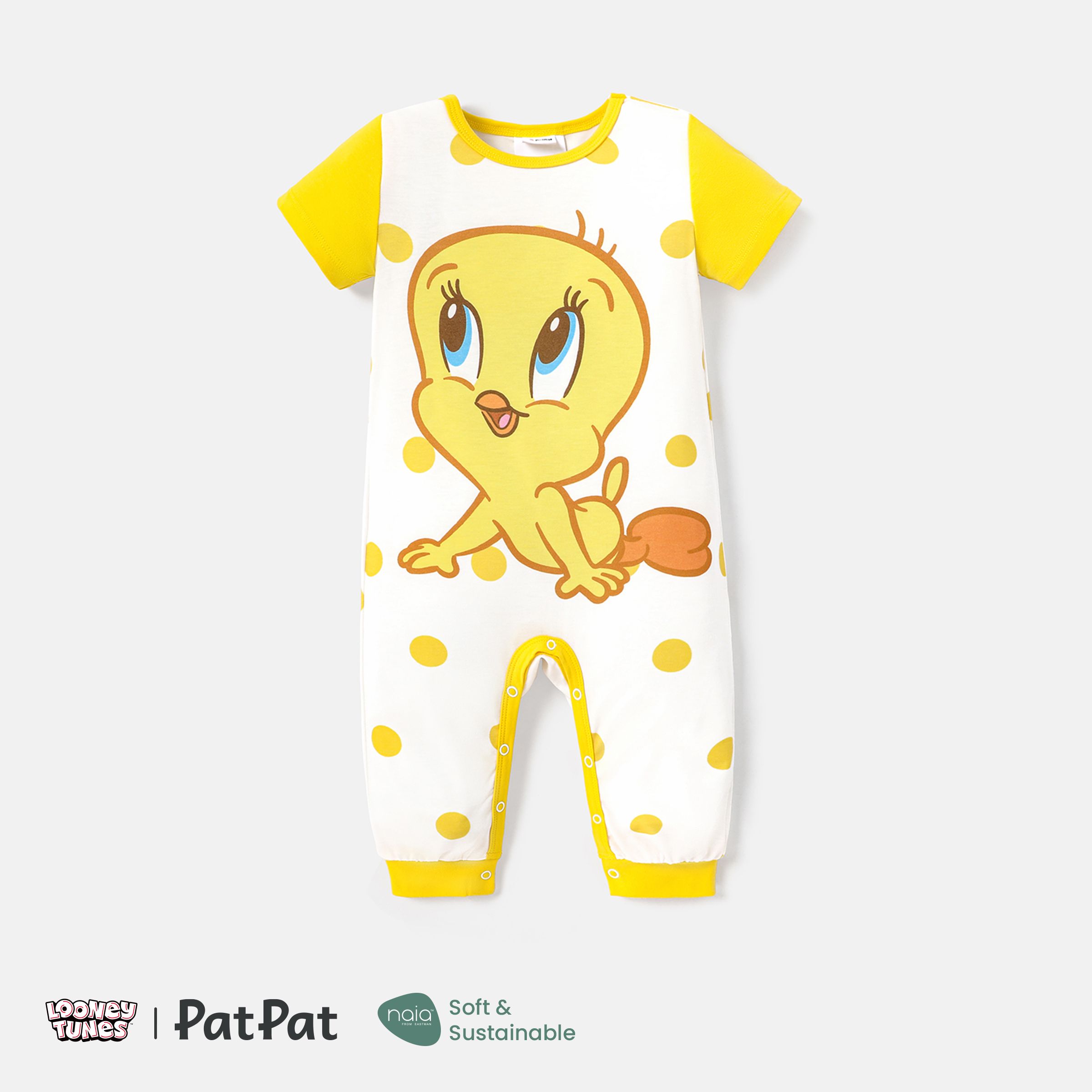 Looney Tunes Baby Girl/Boy Naia™ Character Print Short-sleeve Jumpsuit